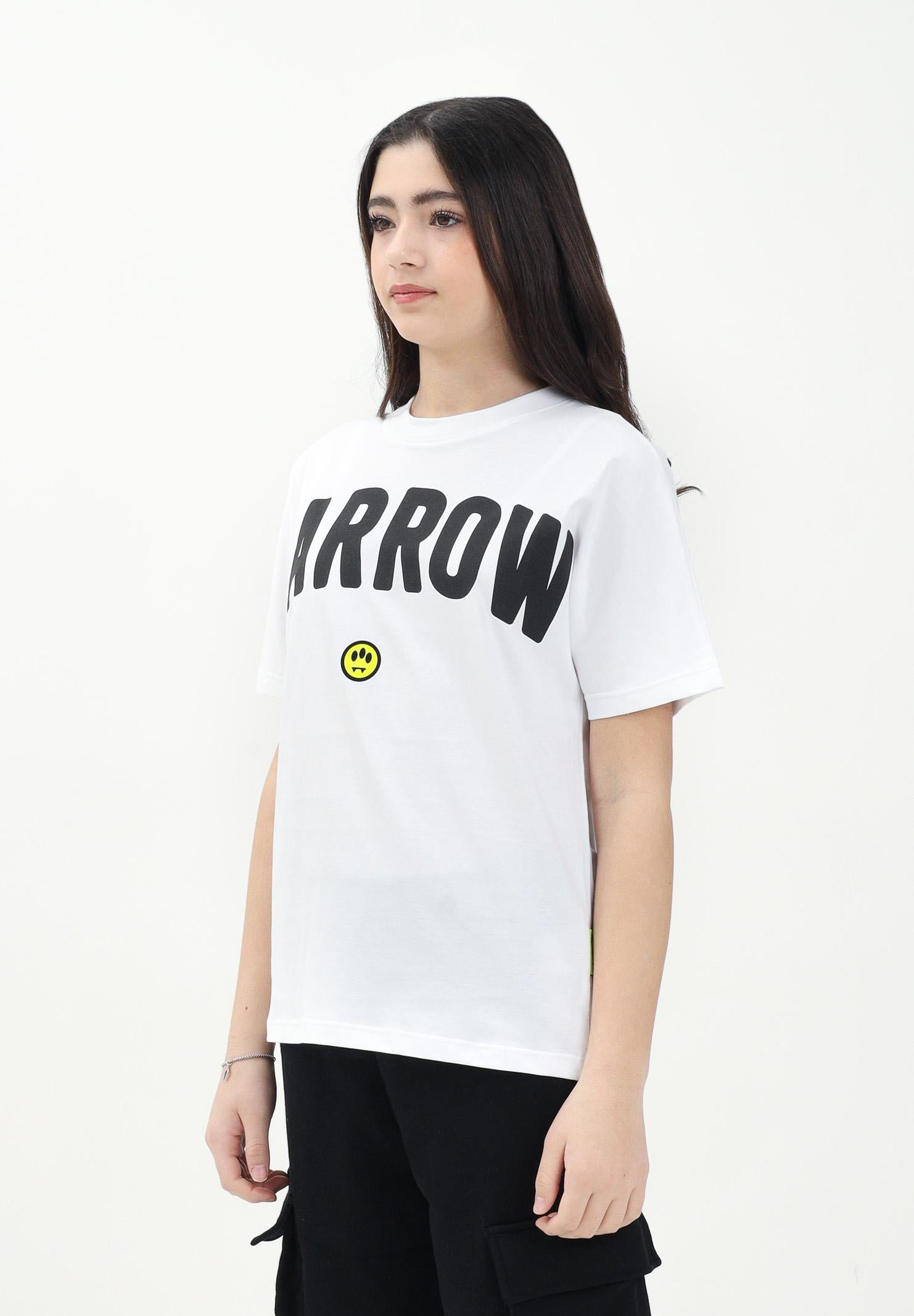 BARROW T-shirt a mainca corta bianca per donna, ragazzi e bambini con maxi stampa logo S5BKJUTH063 002 BARROW