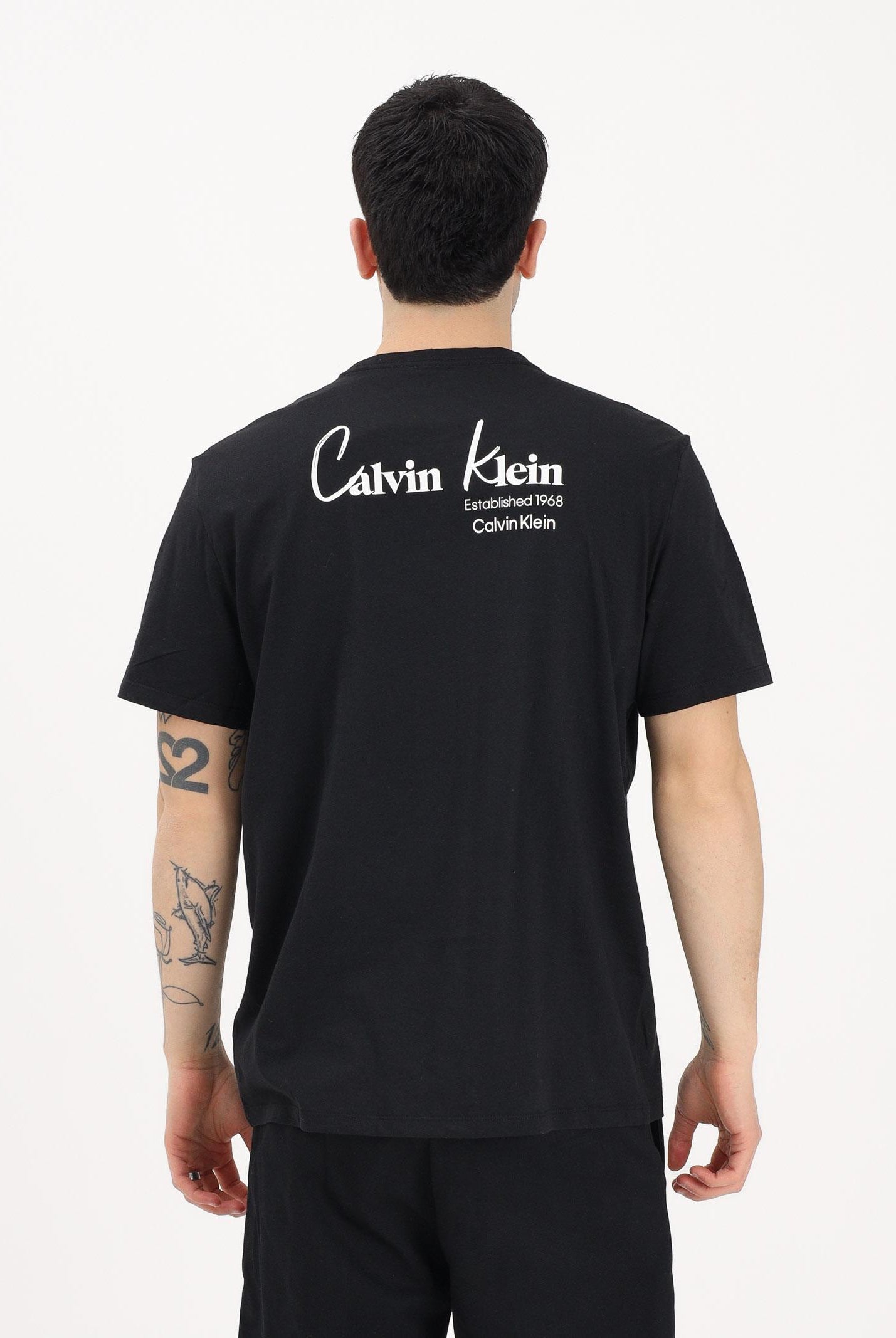 CALVIN KLEIN JEANS T-shirt a manica corta nera da uomo con logo frontale e stampa sul retro LV14RF802G UB1 CALVIN KLEIN JEANS