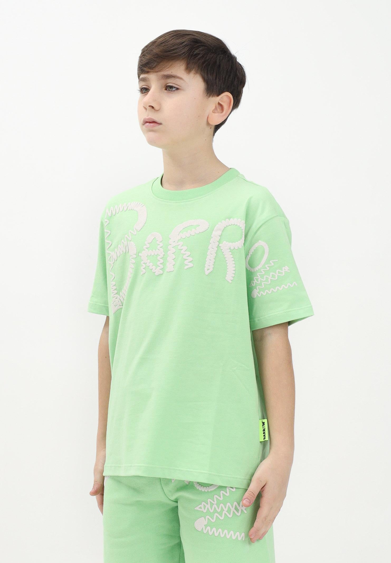 BARROW T-shirt a manica corta verde per donna, ragazzi e bambini con ricamo logo S5BKJUTH038 081 BARROW