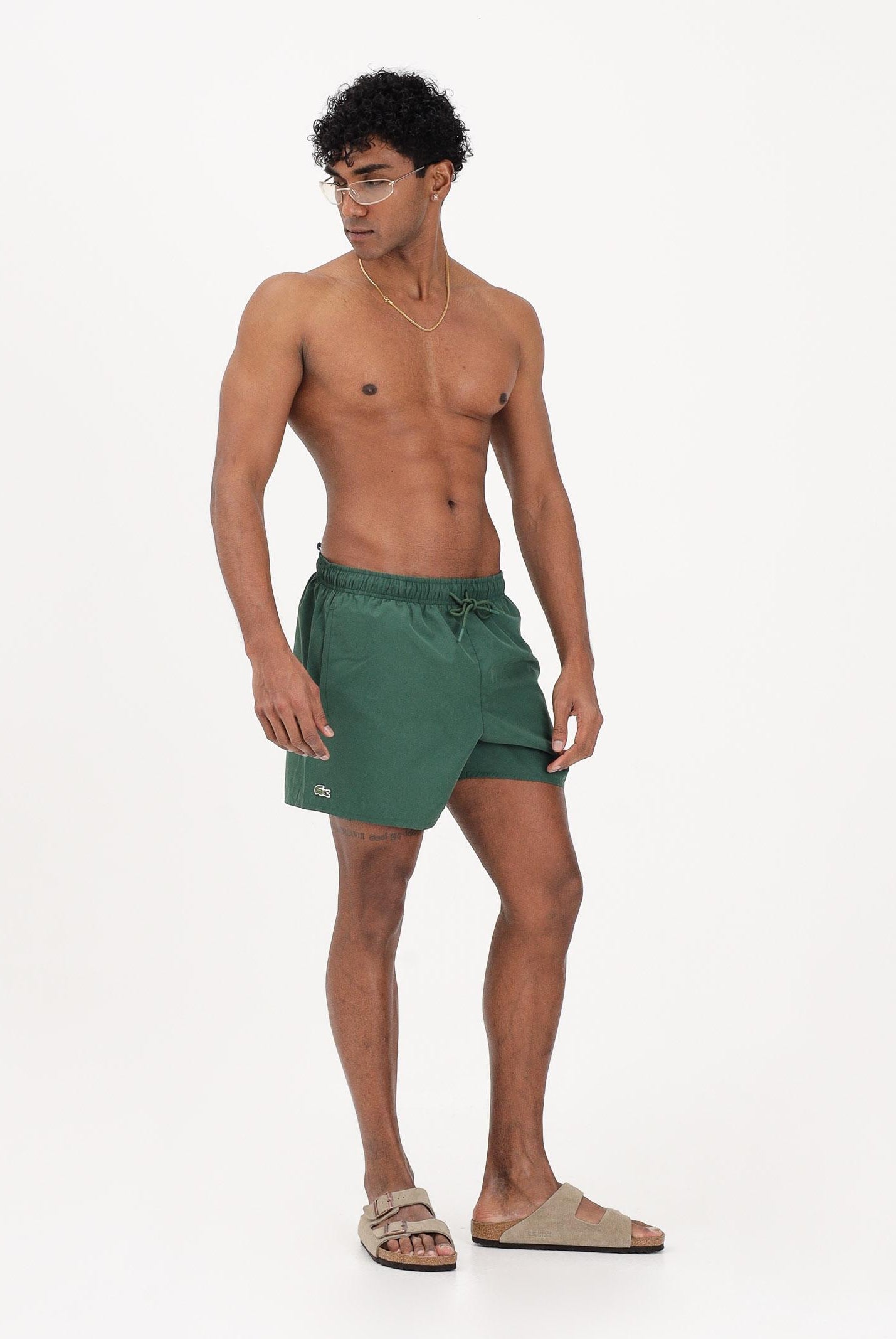 LACOSTE Shorts mare verde da uomo con patch logo MH6270 S30 LACOSTE