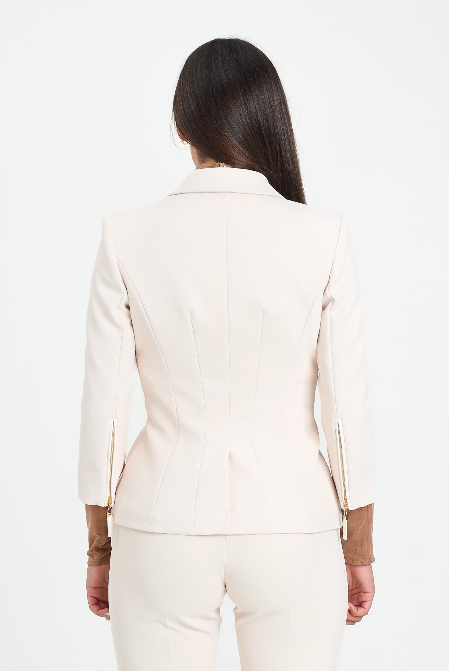 ELISABETTA FRANCHI Giacca doppiopetto latte da donna in doppio crêpe<BR/> GI17456E2 DZ9 ELISABETTA FRANCHI