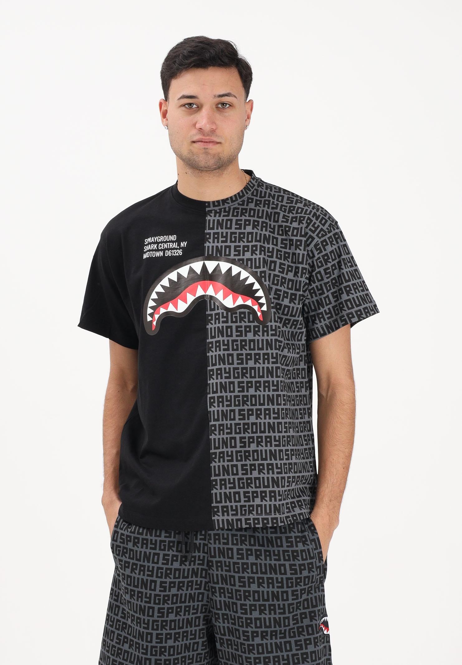 SPRAYGROUND T-shirt a manica corta grigia e nera da uomo SP851 . SPRAYGROUND