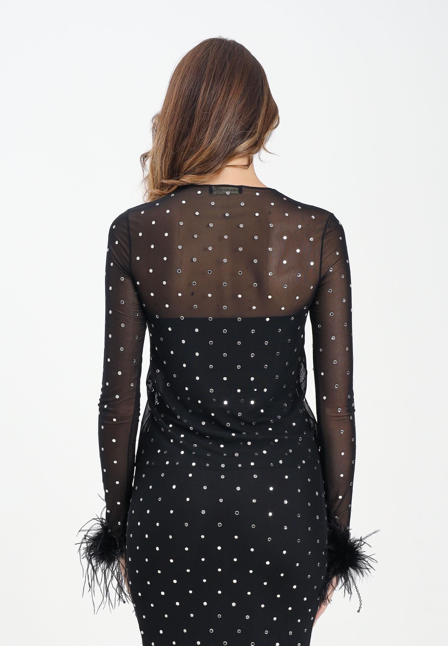 ALMA SANCHEZ Top Taime nero da donna con applicazioni di micro strass AS2526016RT 999 ALMA SANCHEZ