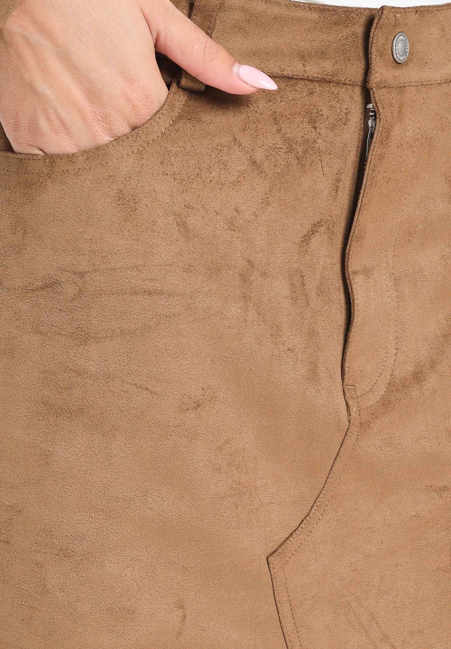 ONLY Gonna corta in morbida ecopelle effetto suede color cuoio da donna 15353153 Cognac ONLY