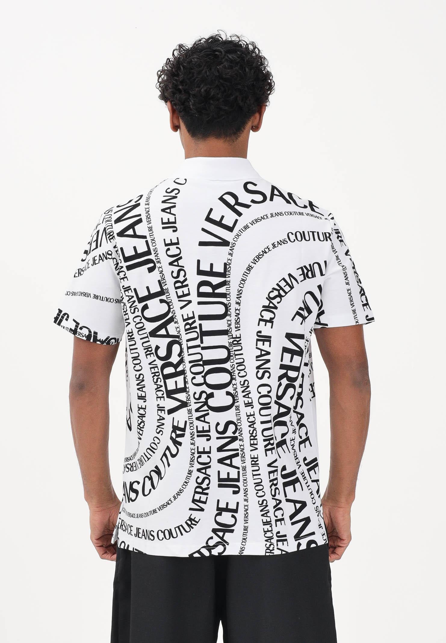 VERSACE JEANS COUTURE Polo a manica corta bianca da uomo con stampa Logomania 80GAG6R0JS556 L02 VERSACE JEANS COUTURE