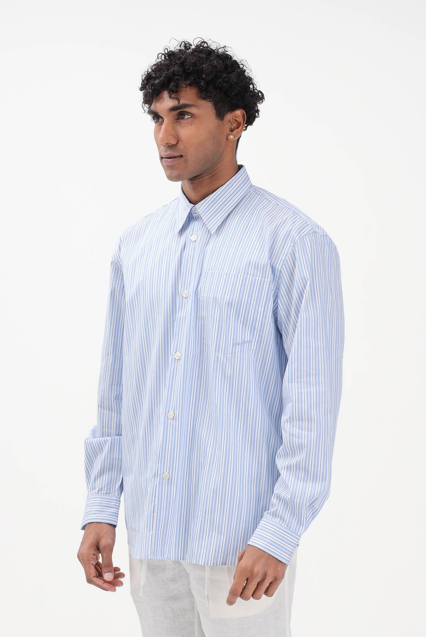 SELECTED HOMME Camicia a manica lunga celeste da uomo con motivo a righe 16100422 LIBL SELECTED HOMME