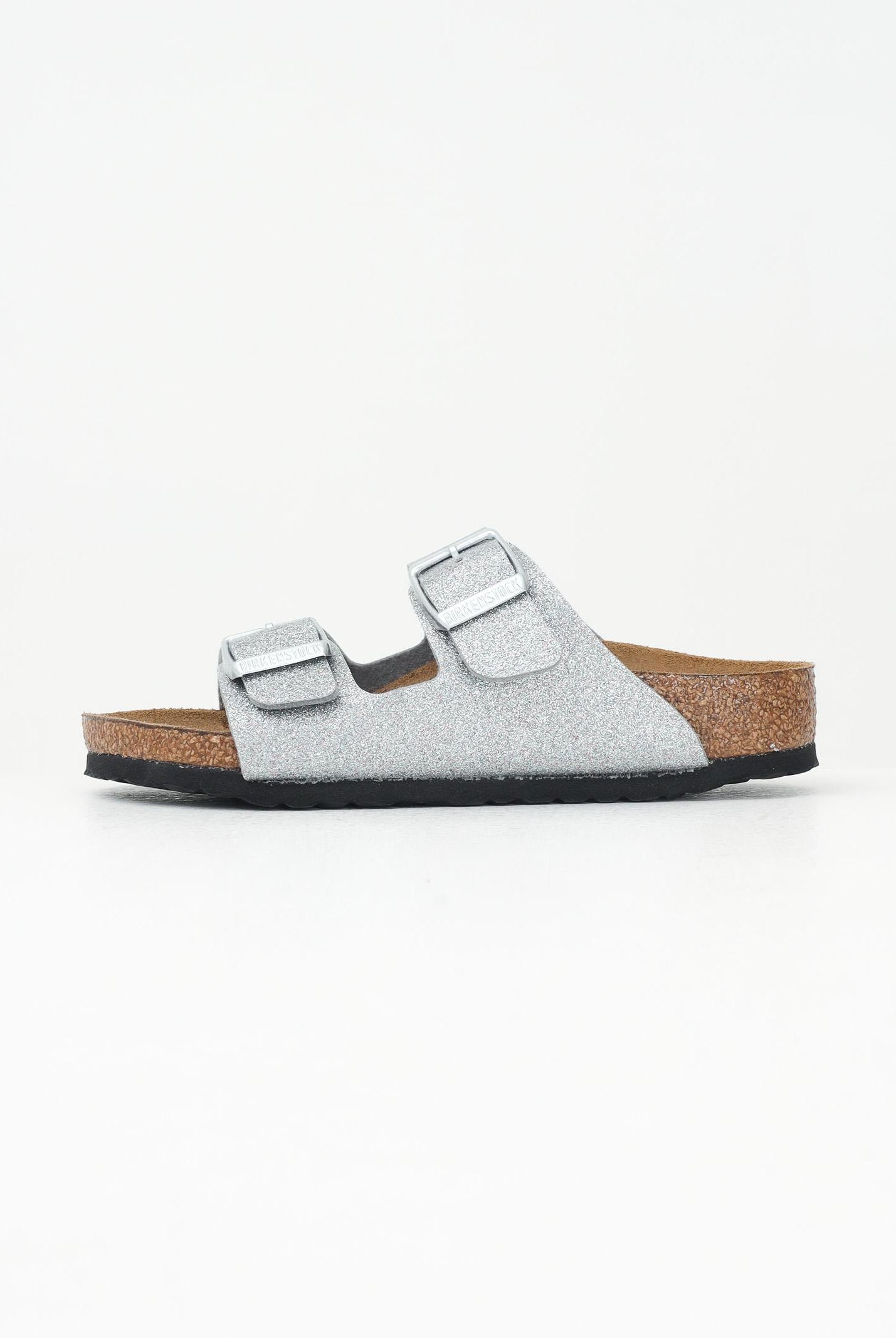 BIRKENSTOCK Ciabatte Arizona argento da bambina con glitter 1029468 . BIRKENSTOCK