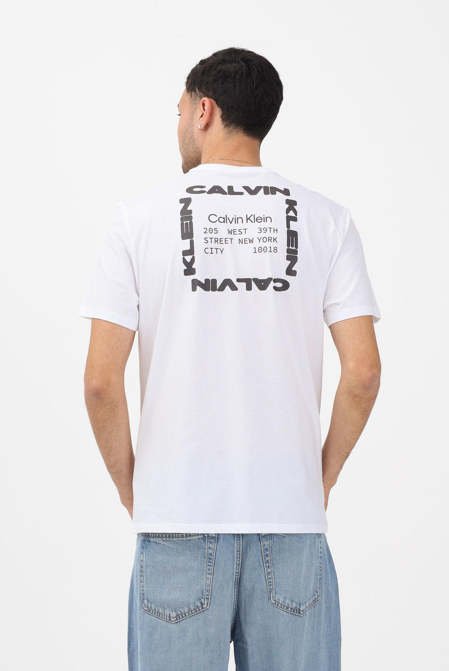 CALVIN KLEIN JEASN T-shirt a manica corta bianca da uomo con stampa sul retro LV14RE830GYAA . CALVIN KLEIN JEANS