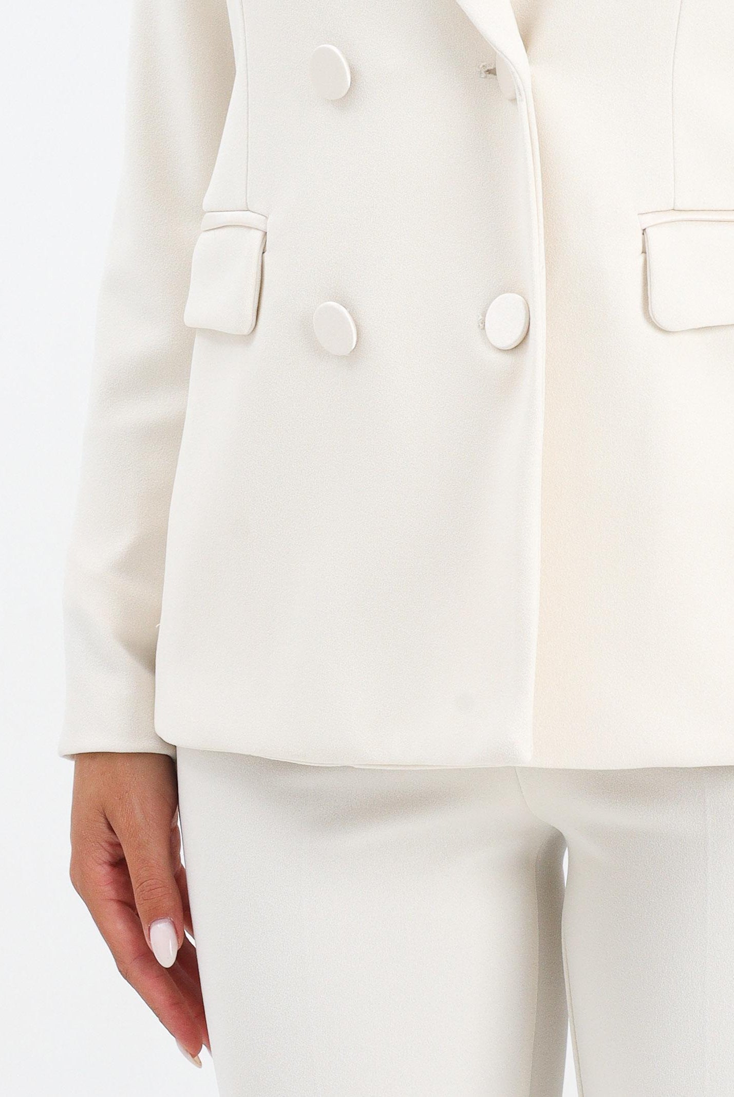 VICOLO Giacca doppiopetto panna da donna con rever in raso TF0307 FU03 VICOLO