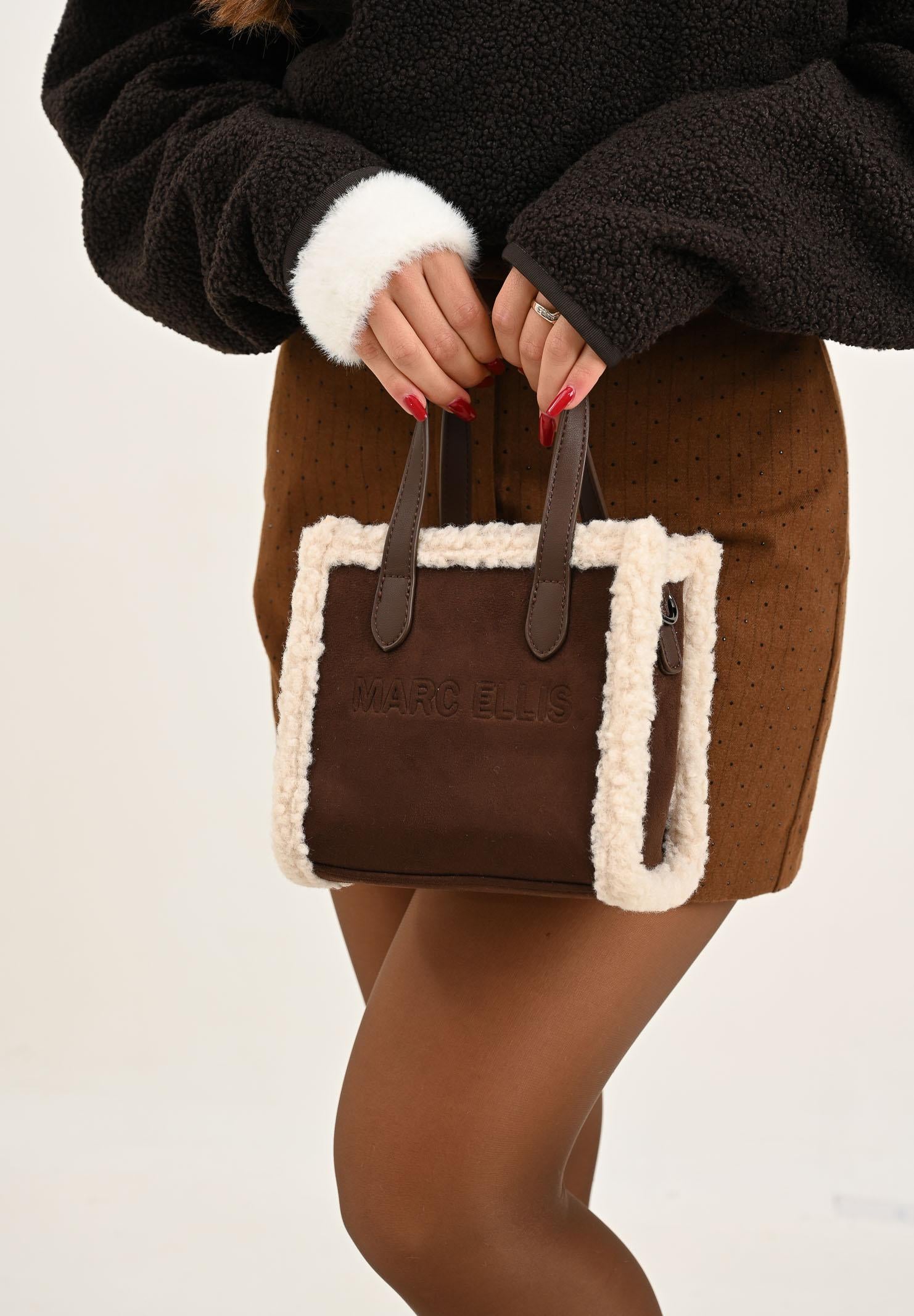 MARC ELLIS Borsa a mano Buby Suede S in morbido suede marrone da donna BUBY-SUEDE-S CO MARC ELLIS