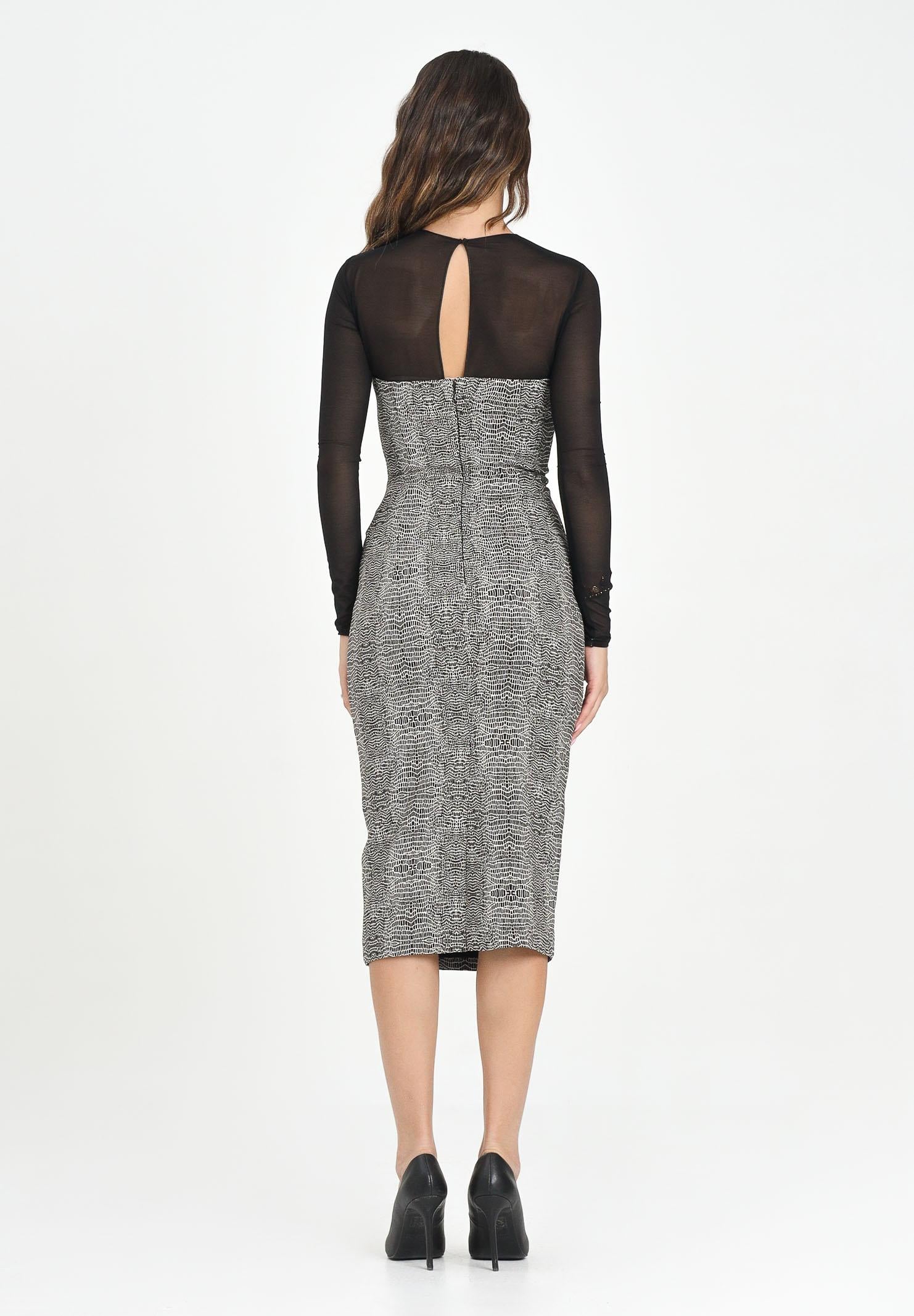 ELISABETTA FRANCHI Abito midi nero da donna con fantasia pitonata AB87657E2 110 ELISABETTA FRANCHI