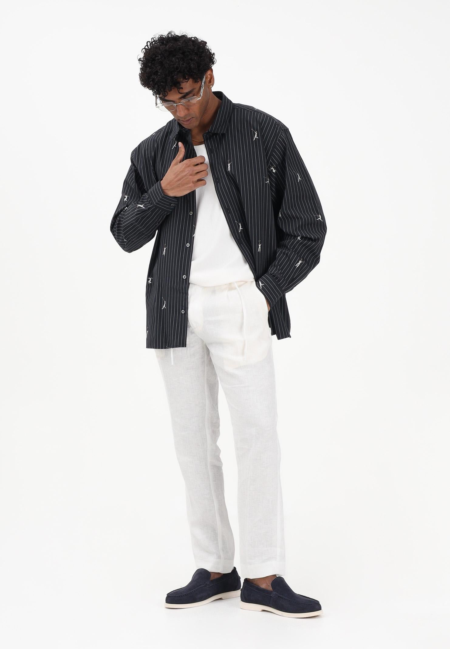 LACOSTE Camicia a manica lunga nera da uomo con fantasia CH2191 350 LACOSTE