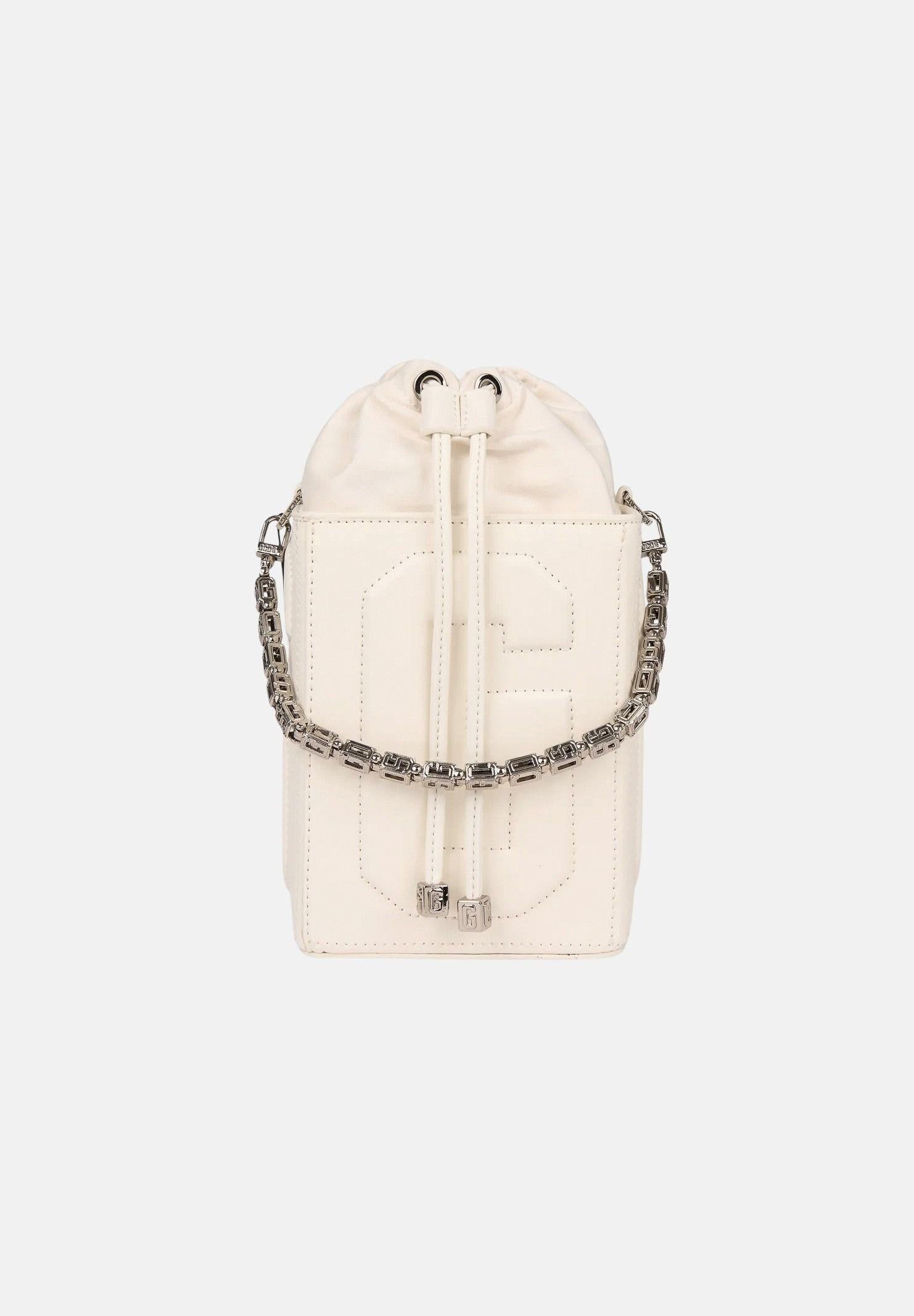 GCDS Borsa a mano panna da donna con logo GCDS in rilievo 3D GCDSD001 10 GCDS