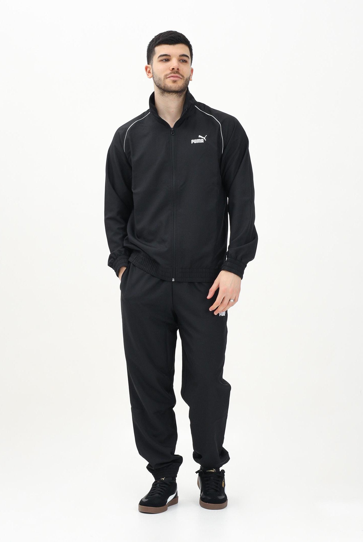 PUMA Tuta nera da uomo con piping intrecciato 684849 01 PUMA
