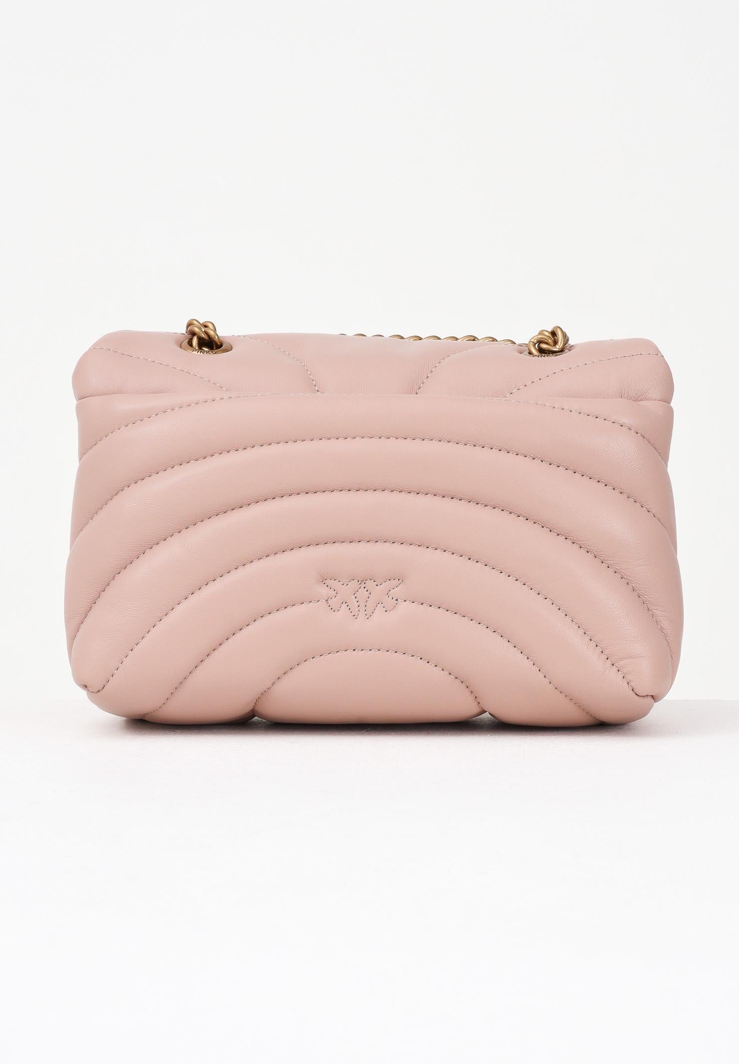 PINKO Borsa a tracolla Mini Love Bag Puff rosa da donna in nappa con trapuntatura Butterfly 100039A1EX O81Q PINKO