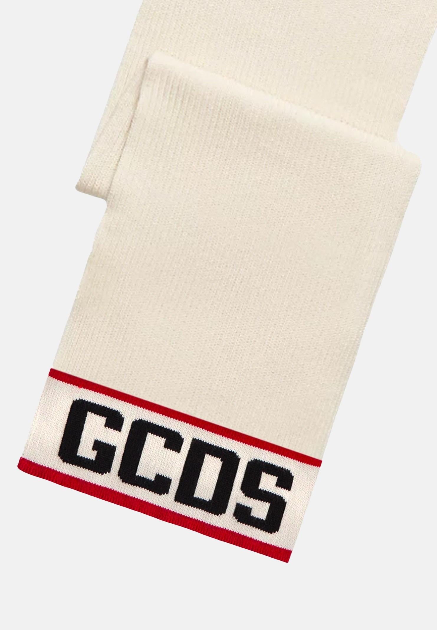 GCDS Sciarpa panna per uomo e donna con banda centrale e logo GCDS B2CU5901K19 15 GCDS