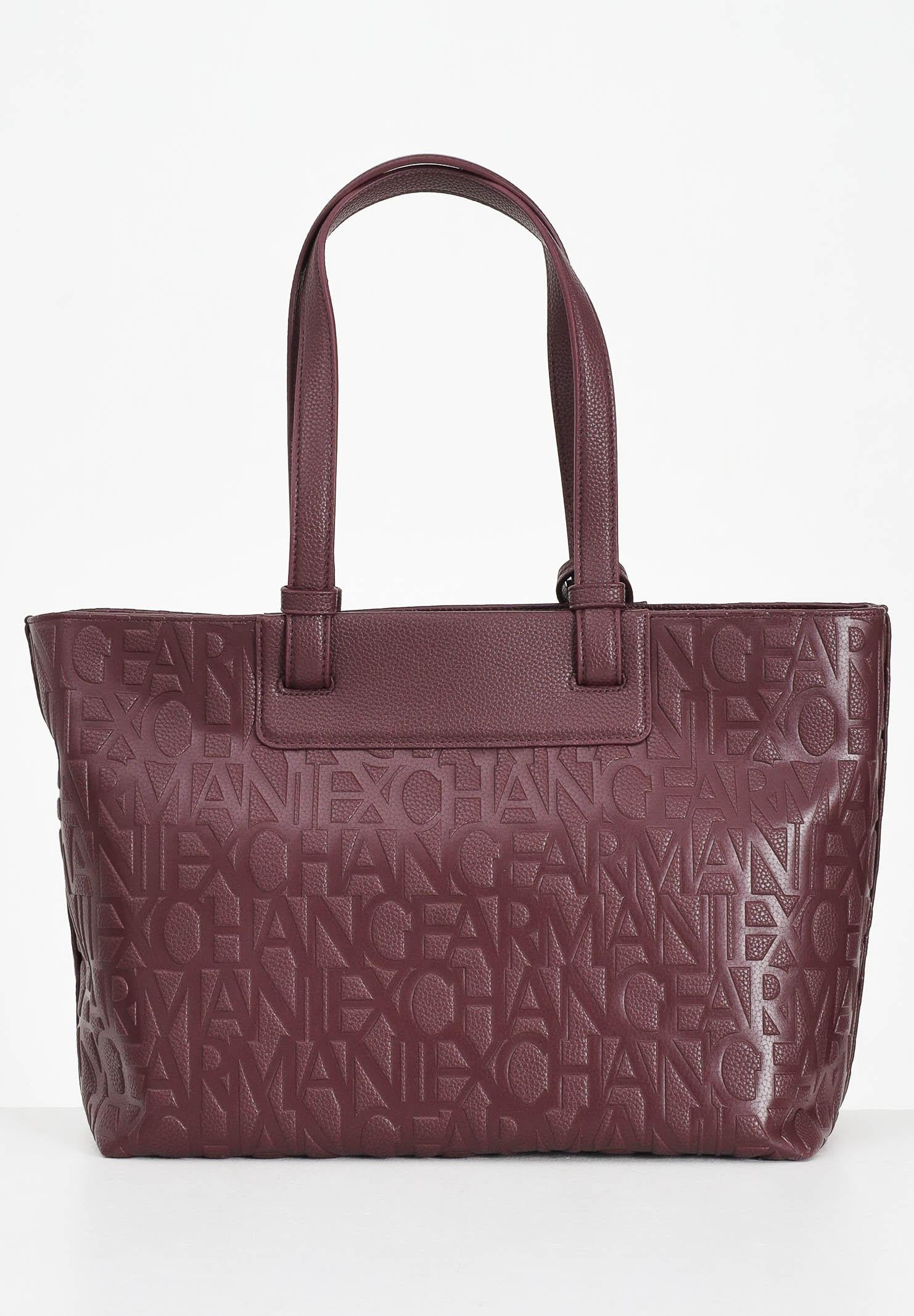 ARMANI EXCHANGE Shopper a spalla bordeaux da donna con logo all-over XW001481AF15774 UA343 ARMANI EXCHANGE