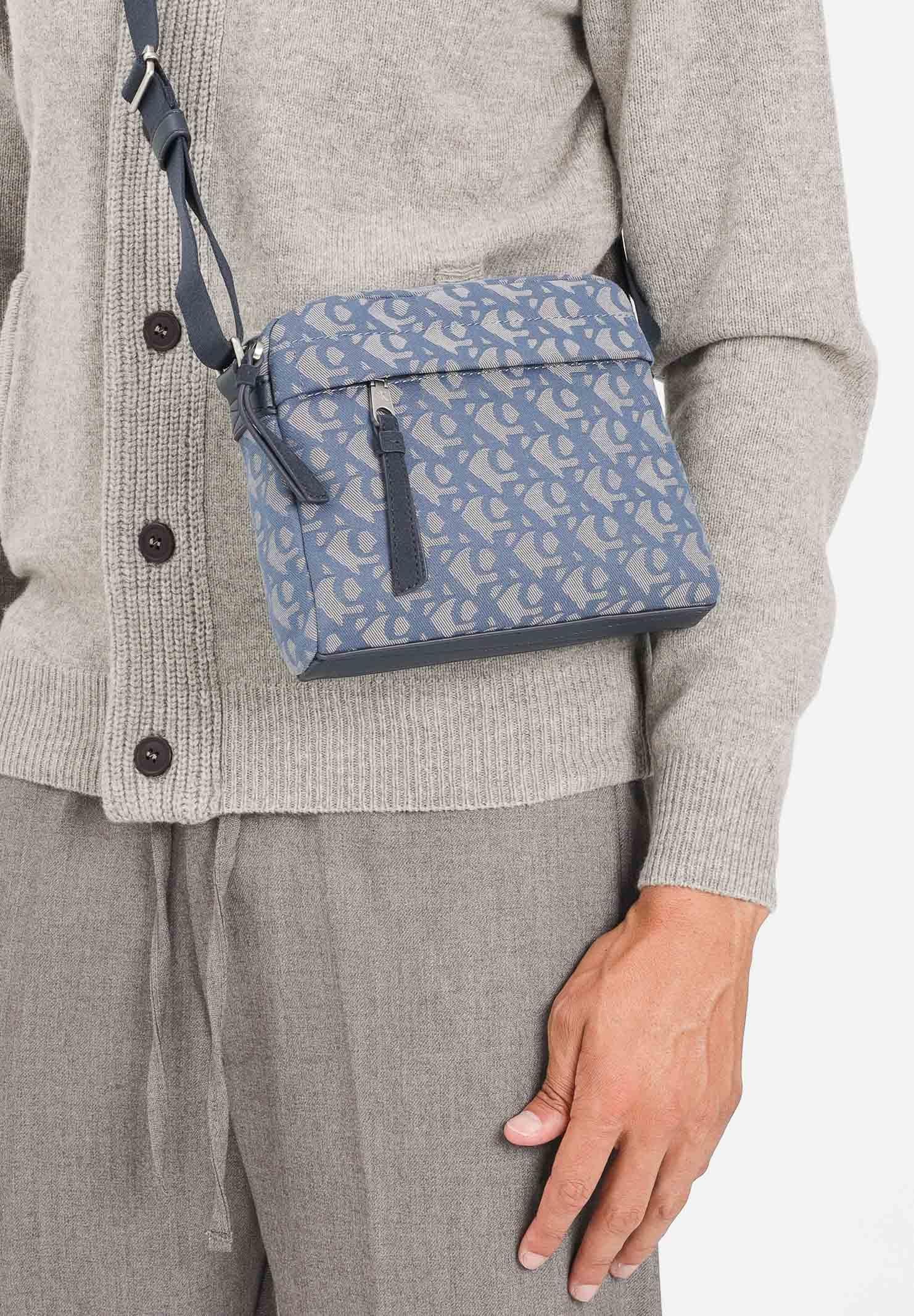 CALVIN KLEIN Borsello blu da uomo con logo monogram LV04G3175G K6B CALVIN KLEIN