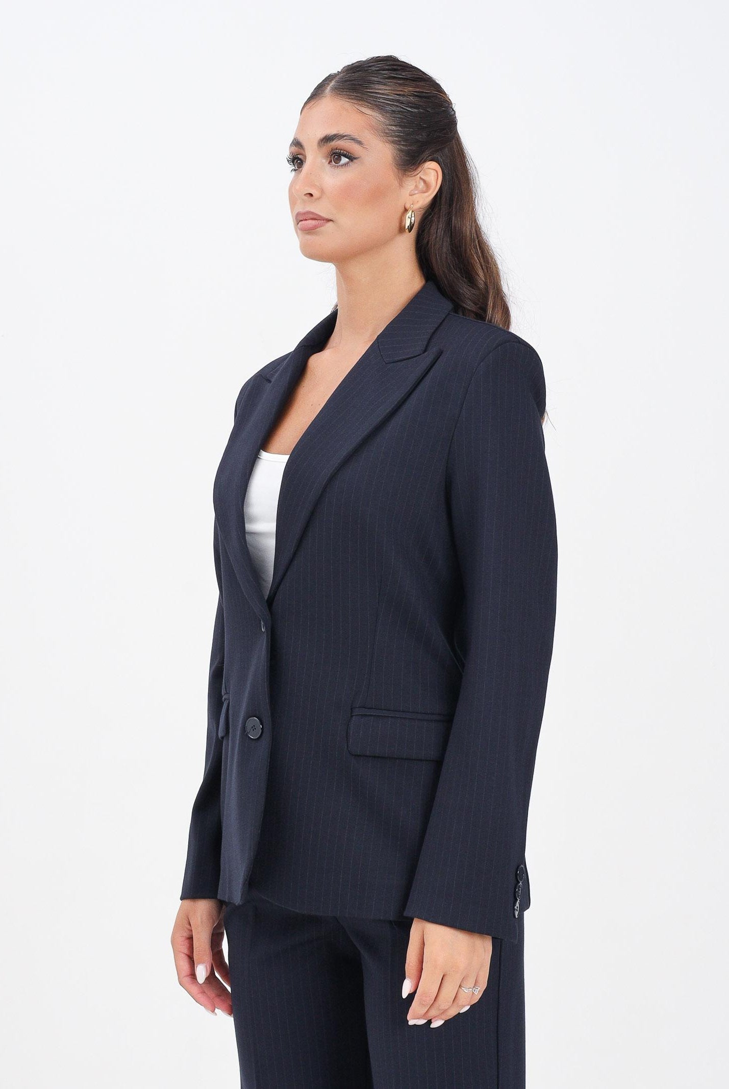 VICOLO Giacca blu da donna con motivo gessato TF0143 FFBL VICOLO