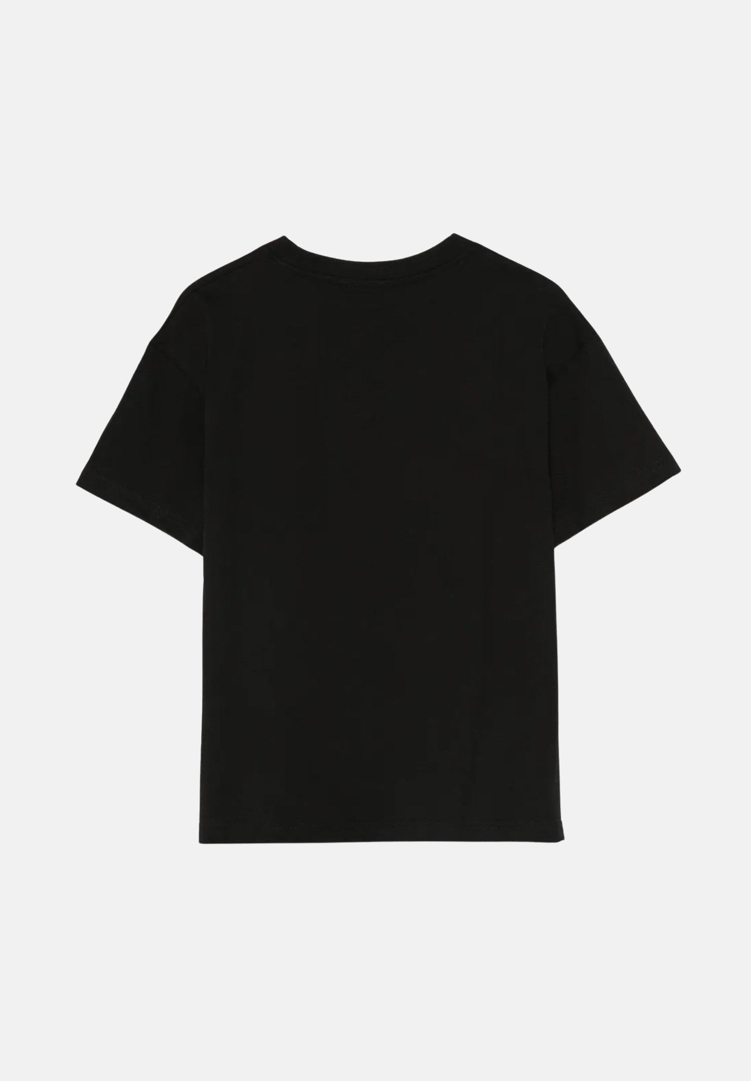 GCDS T-shirt a manica corta nera da bambina con stampa logo B2KW2335BA3 99 GCDS