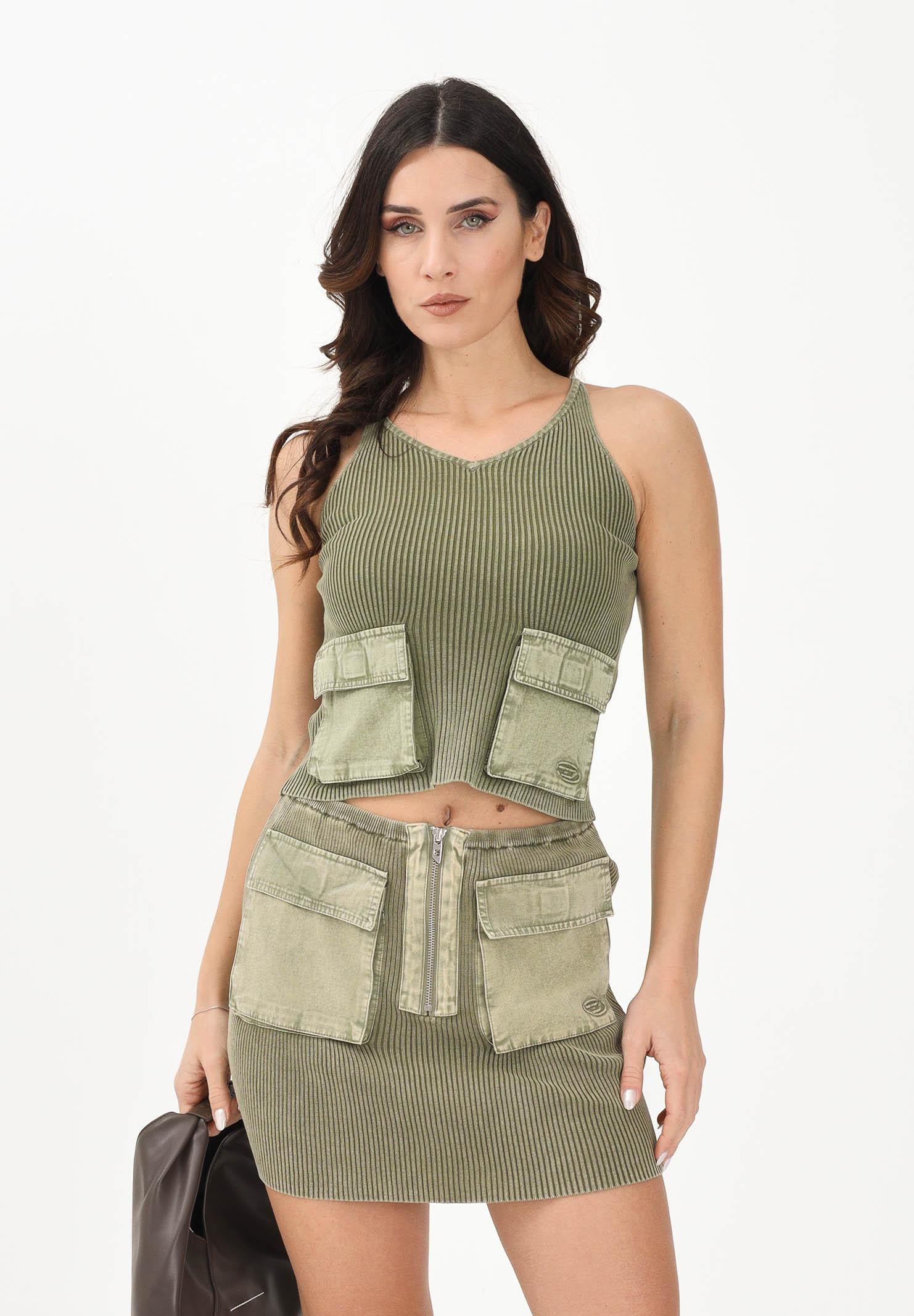 DIESEL Canotta verde militare per donna, ragazze e bambine con tasche J02652KYA0D K511 DIESEL