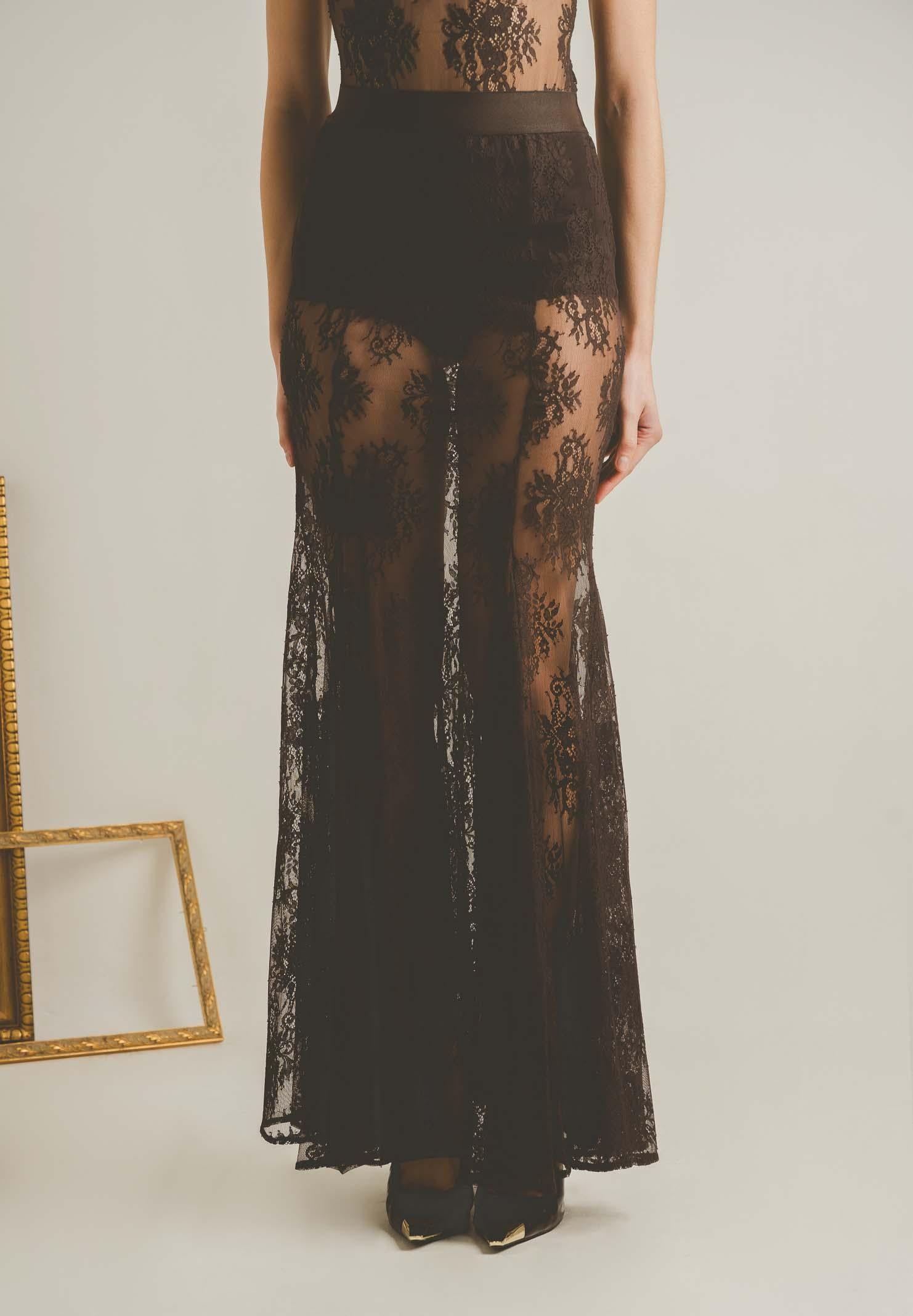 SANTAS Gonna lunga NUIT marrone da donna PV2628 MA SANTAS