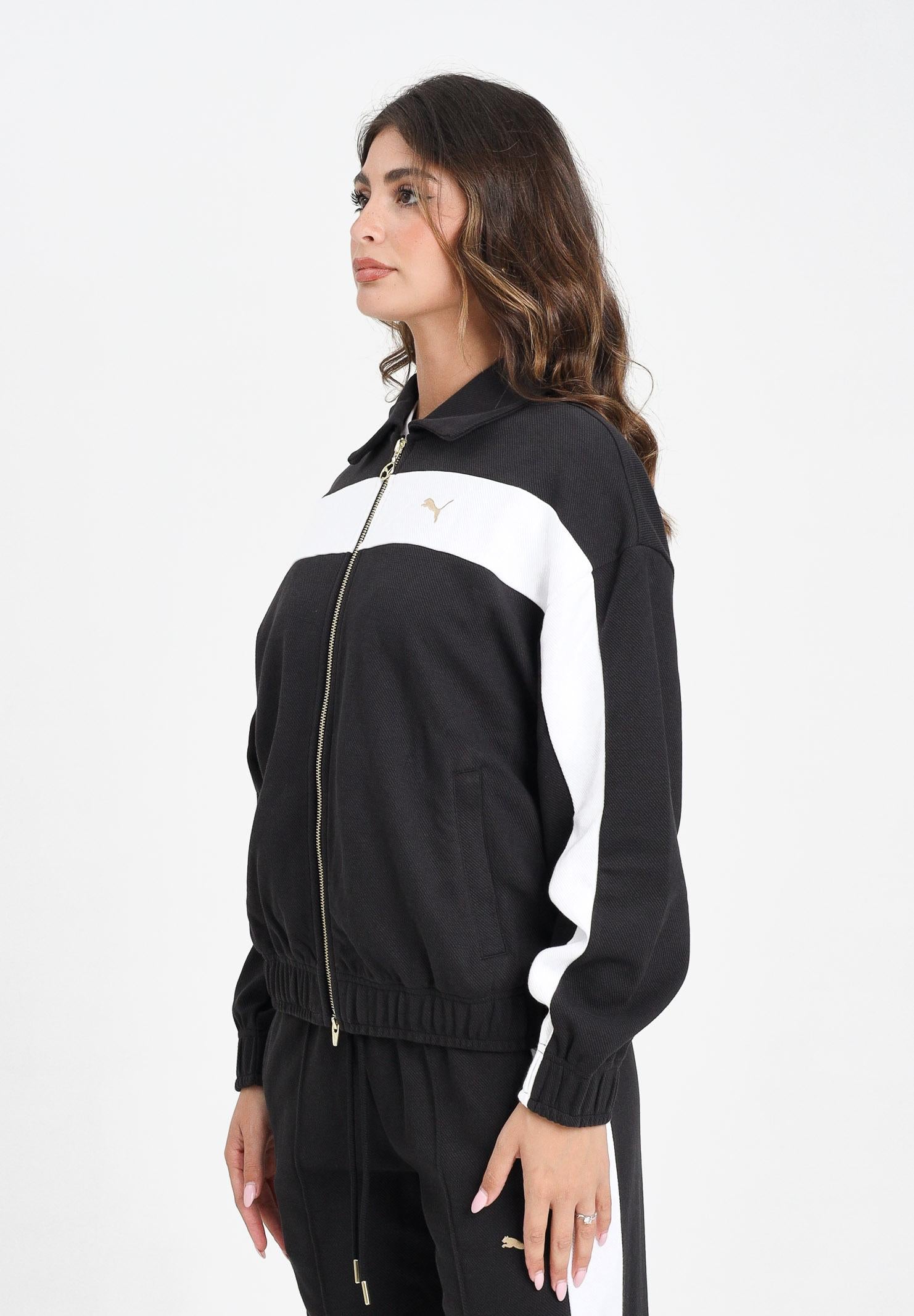 PUMA Felpa con zip T7 nera da donna 632137 01 PUMA