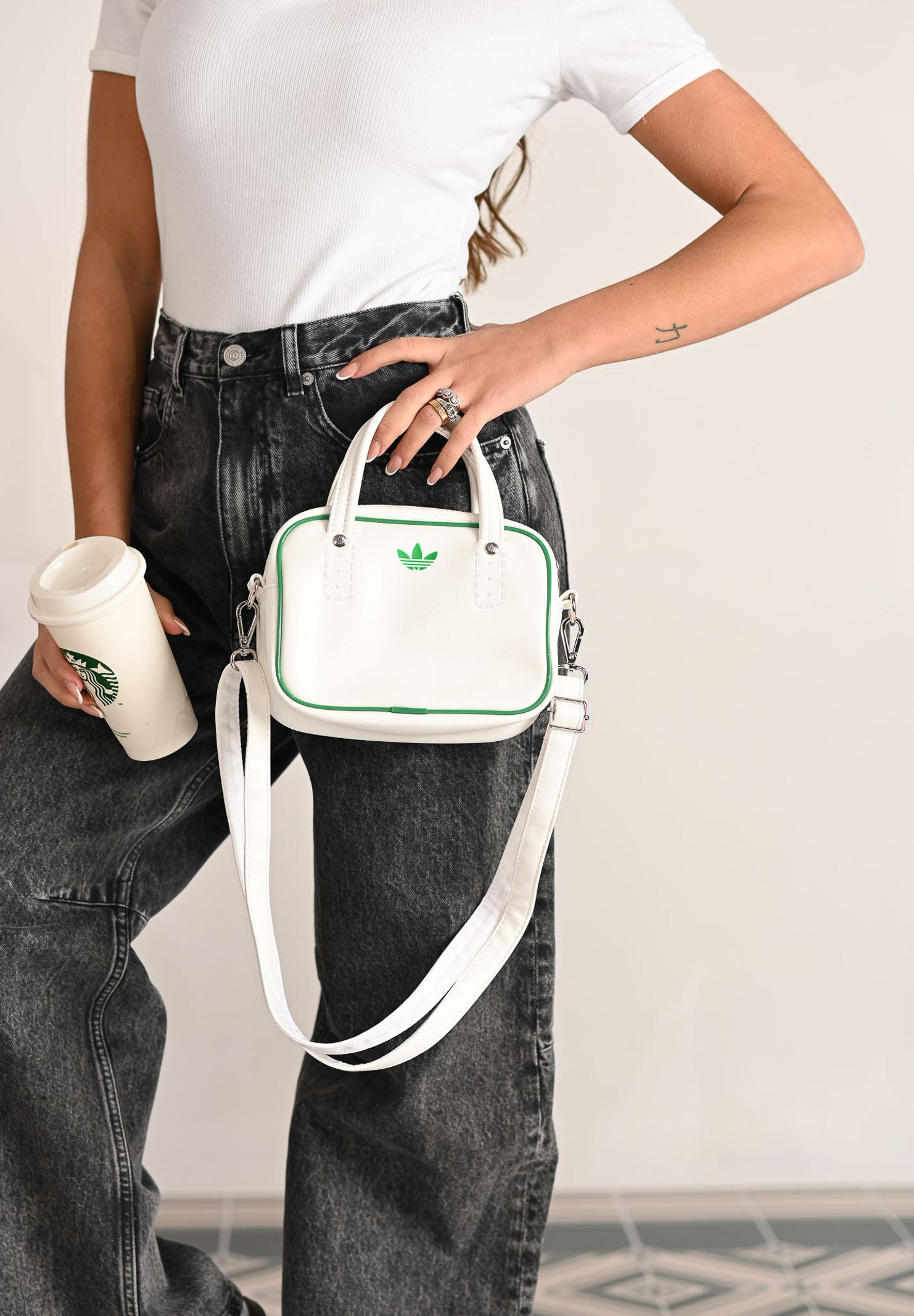 ADIDAS ORIGINALS Borsa a mano ADICOLOR XS bianca e verde da donna JX7873 . ADIDAS ORIGINALS