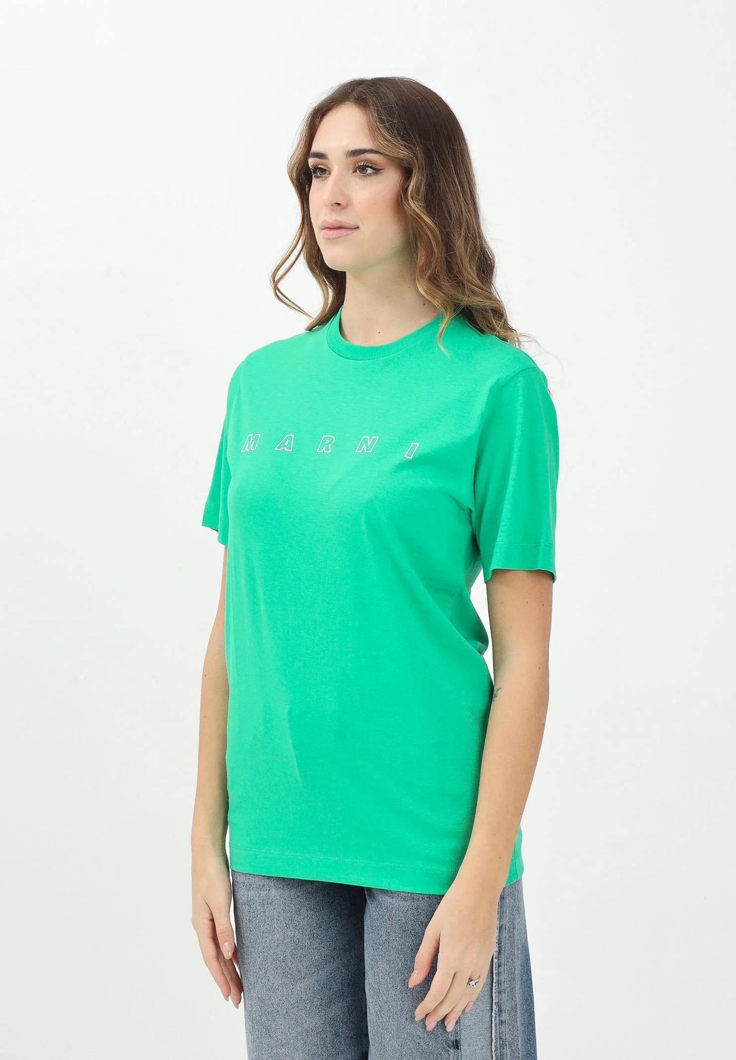 MARNI T-shirt a manica corta verde per donna, ragazzi e bambine con logo Marni Outline M01466M00RF 0M541 MARNI