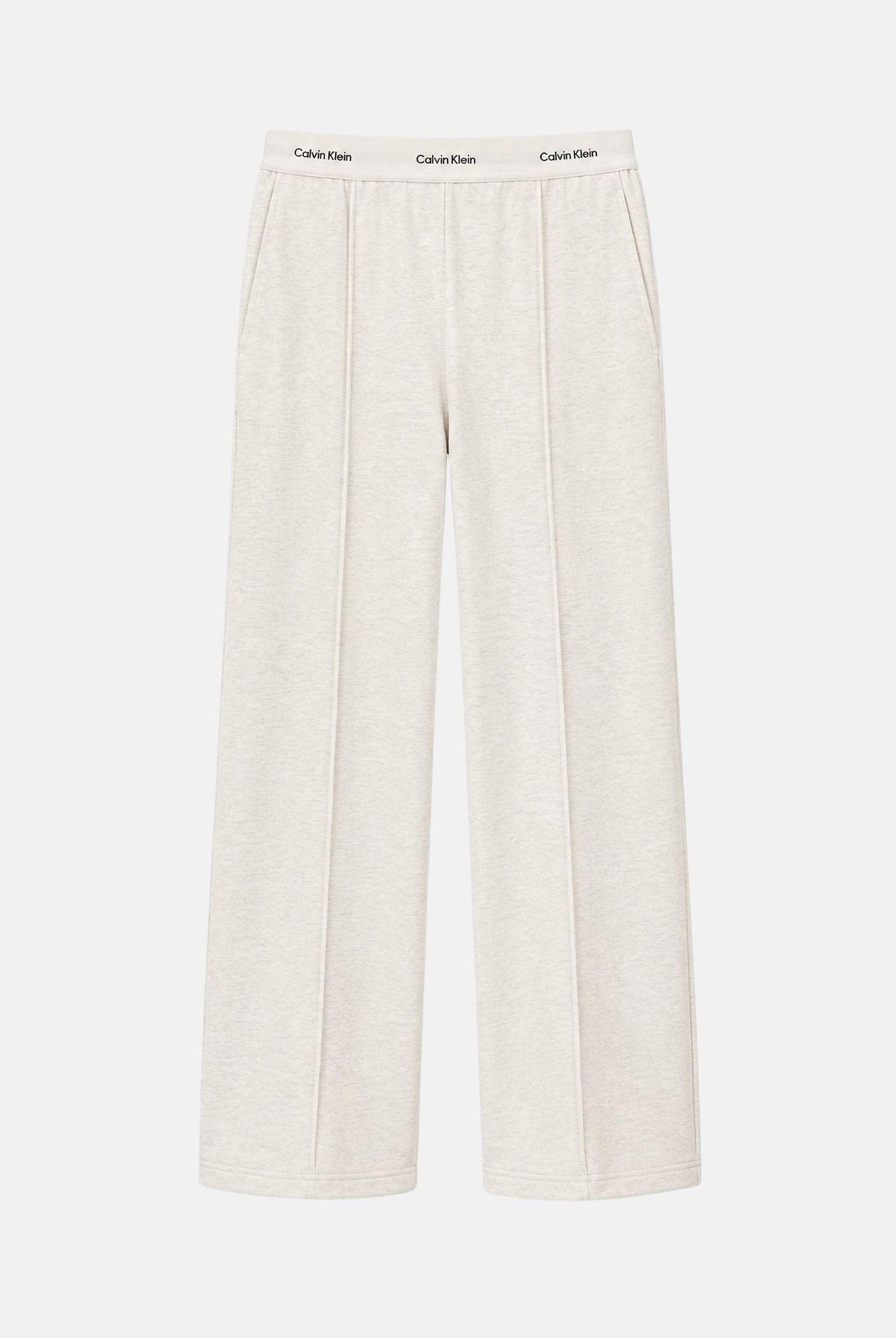 CALVIN KLEIN JEANS Pantaloni Logo Waistband Wide Leg Joggers vanilla heather beige, colore basico beige, donna. LV047G253G P4P CALVIN KLEIN JEANS