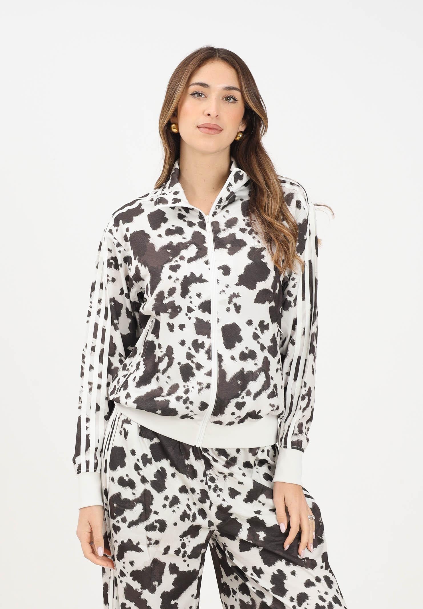 ADIDAS ORIGINALS Felpa con zip Adidas Originals Satin panna e marrone da donna KA2683 . ADIDAS ORIGINALS