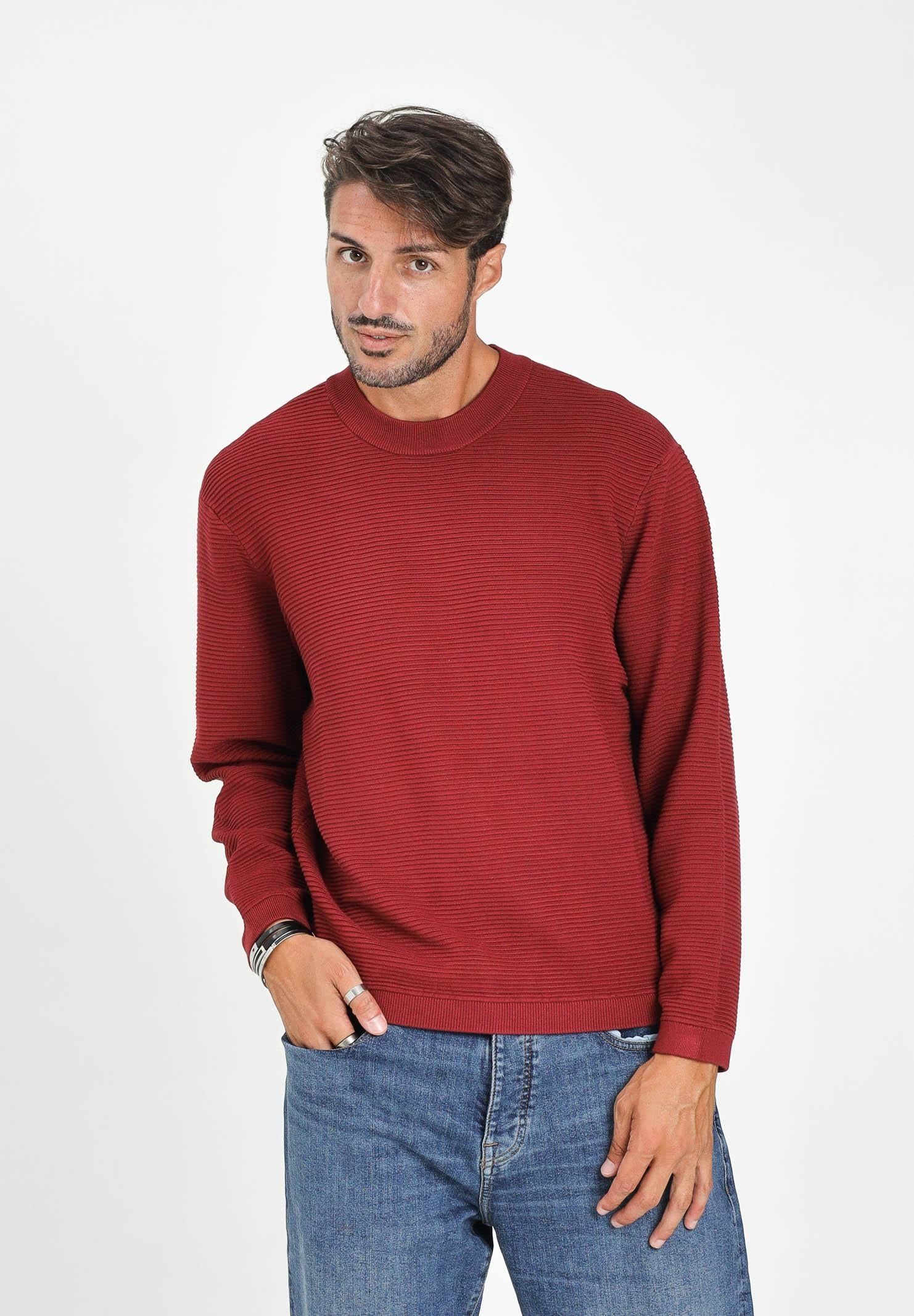 ARMANI EXCHANGE Maglioncino girocollo bordeaux da uomo realizzato in maglia a coste XM000895AF10454 UA328 ARMANI EXCHANGE