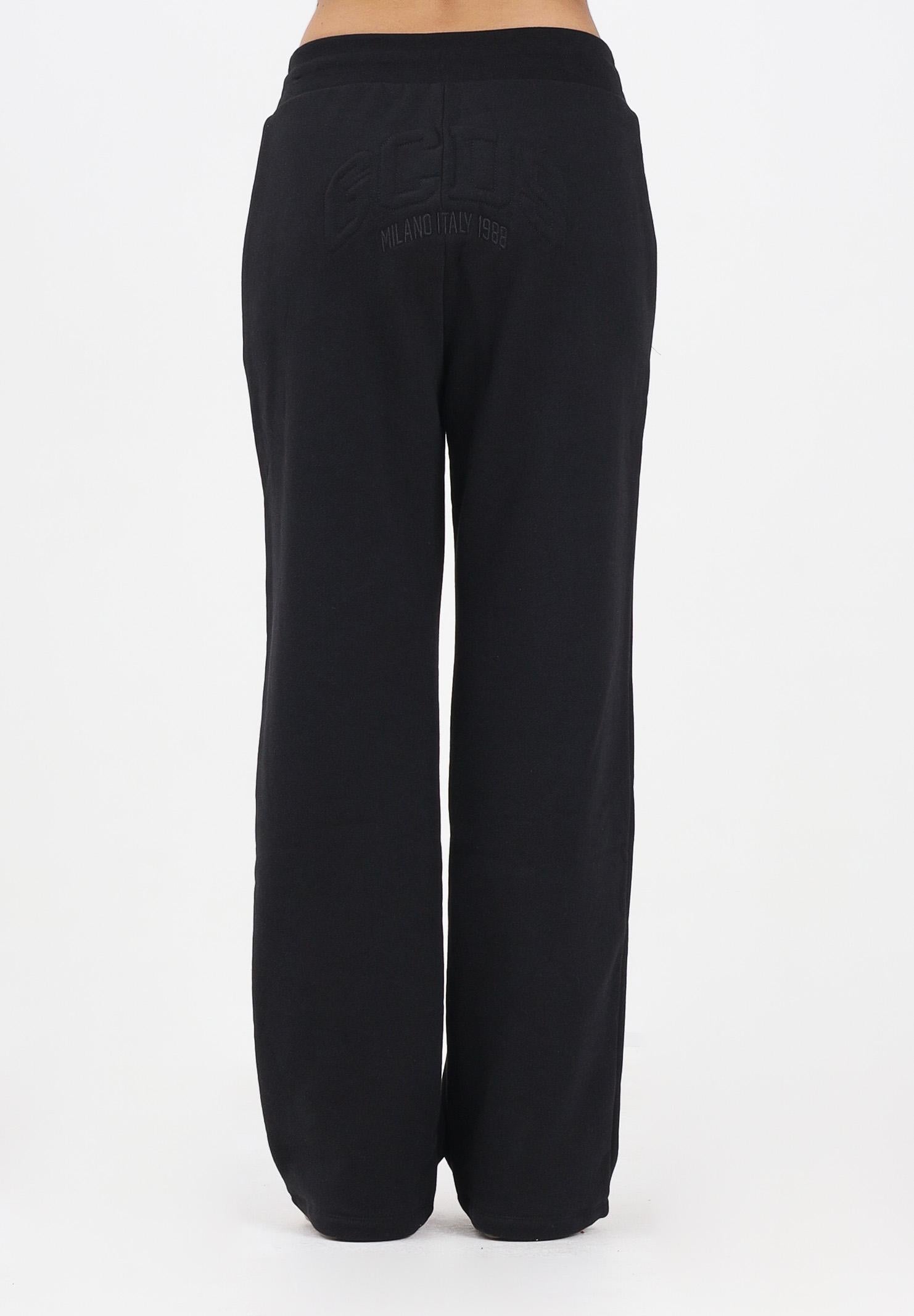GCDS Pantalone sportivo nero per uomo e donna con stampa logo B2EW3001JD1 99 GCDS
