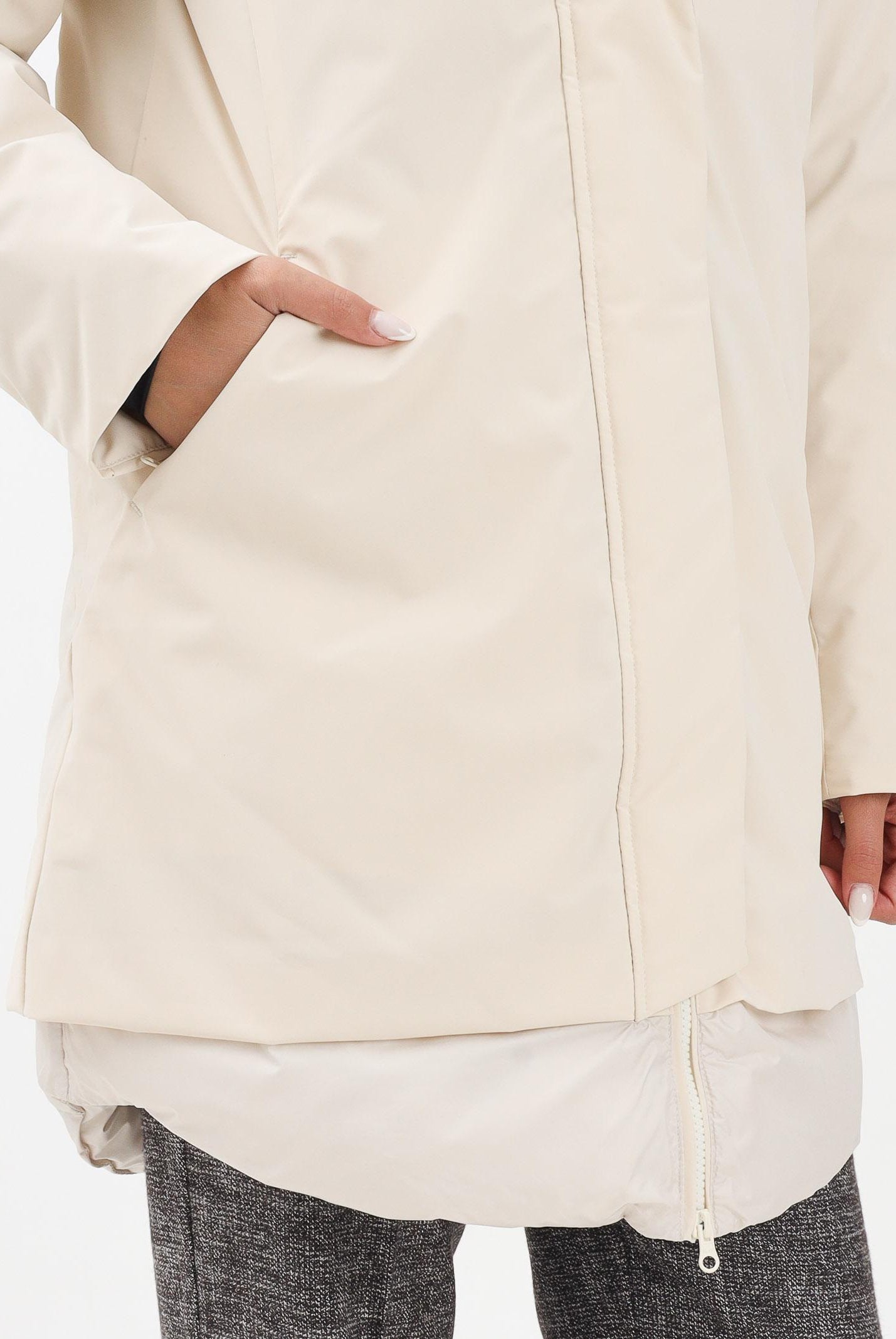 BOMBOOGIE Piumino lungo bio-materica panna da donna CW9146FPX5 161 BOMBOOGIE