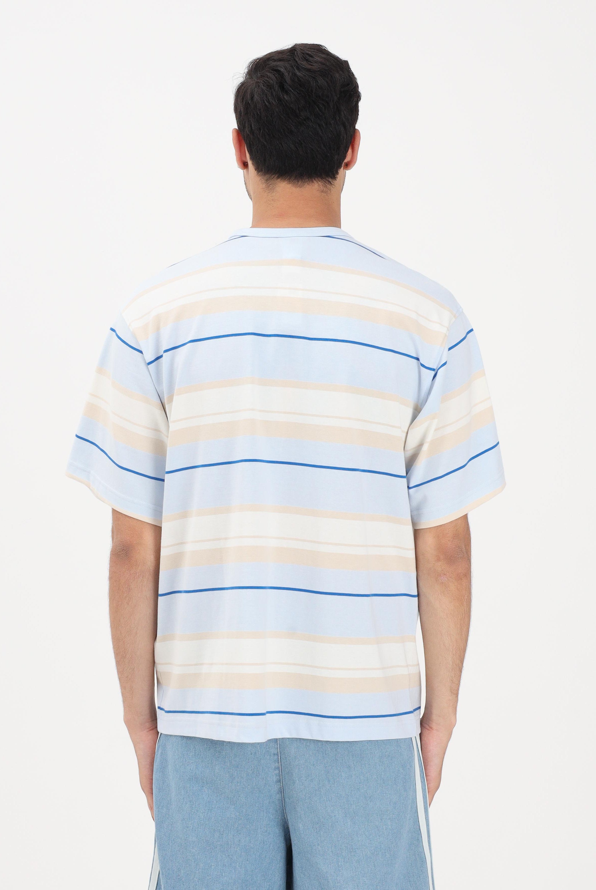 ADIDAS ORIGINALS T-shirt a manica corta azzurra da uomo con motivo a righe KX1268 . ADIDAS ORIGINALS