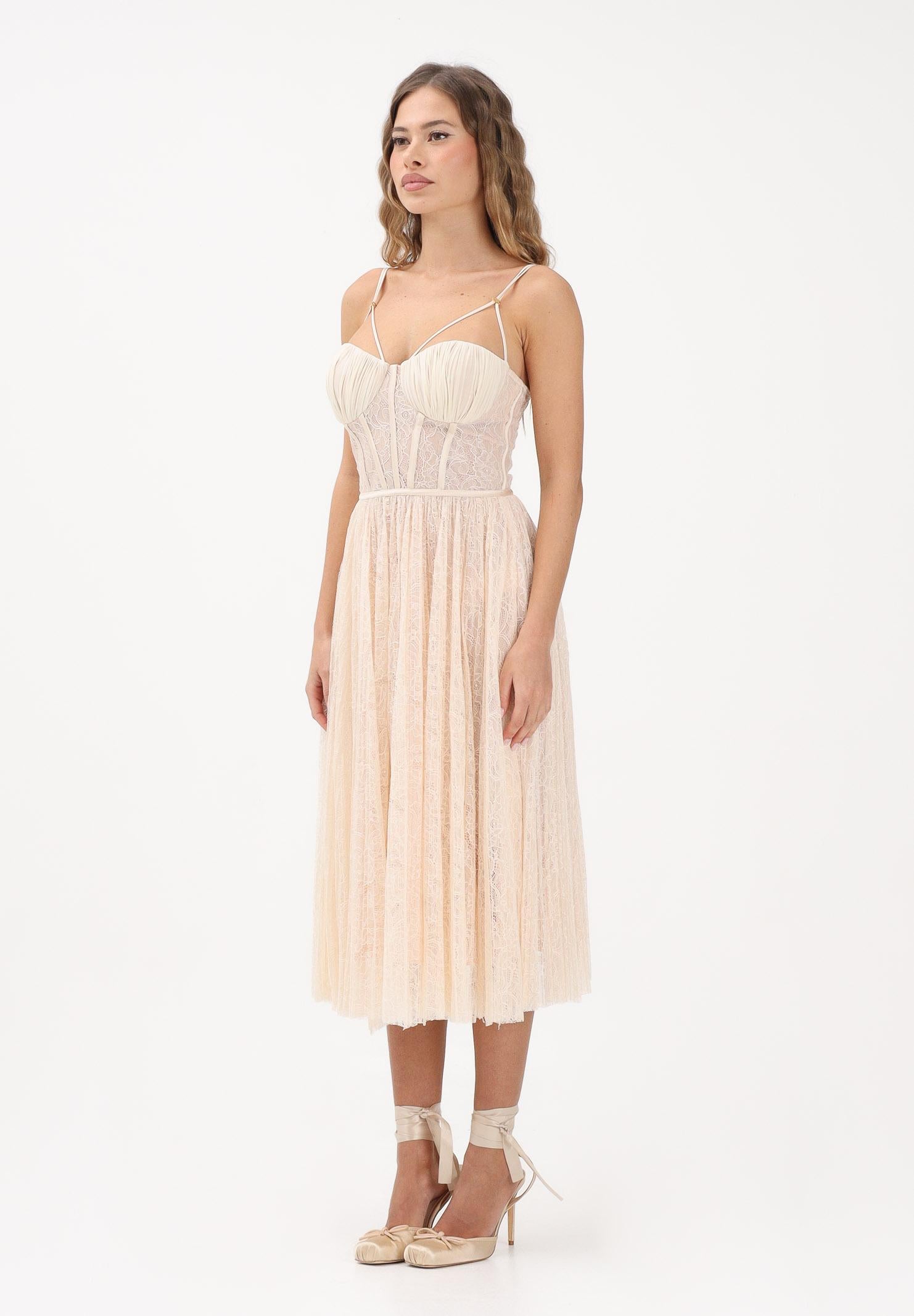 ELISABETTA FRANCHI Abito midi burro da donna realizzato in delicato pizzo AB97162E2 EG9 ELISABETTA FRANCHI