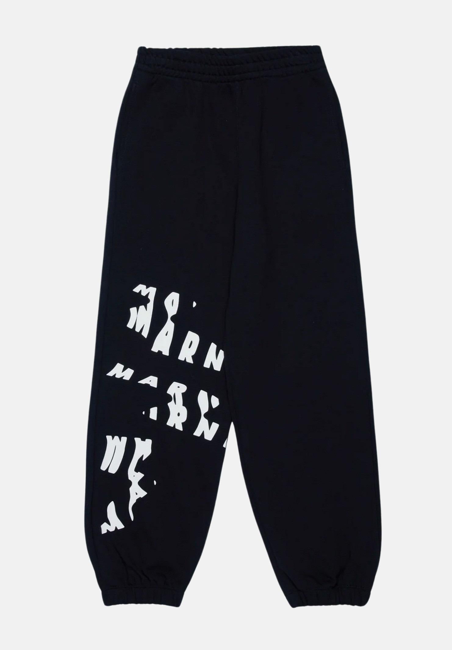 Pantalone sportivo nero per donna e bambina con stampa a contrasto M01219M00RE 0M900 MARNI