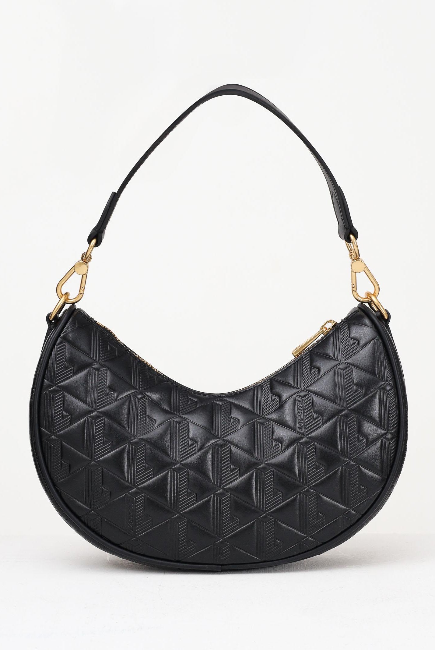 LACOSTE Borsa a spalla nera da donna in pelle goffrata Maheki NF4710 000 LACOSTE