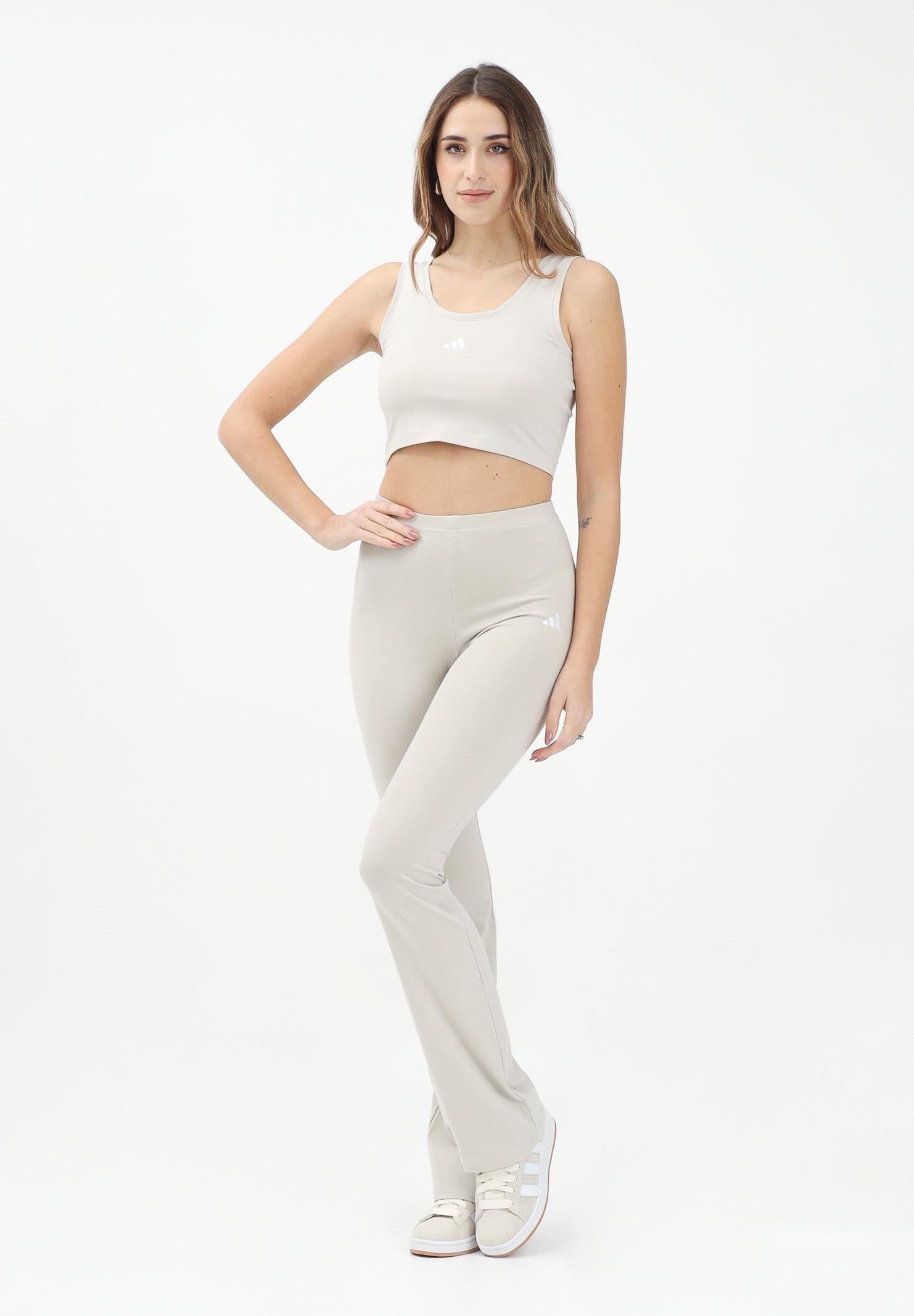 ADIDAS PERFORMANCE Leggings sportivo Essentials Small Logo Flared beige da donna JD3072 . ADIDAS PERFORMANCE