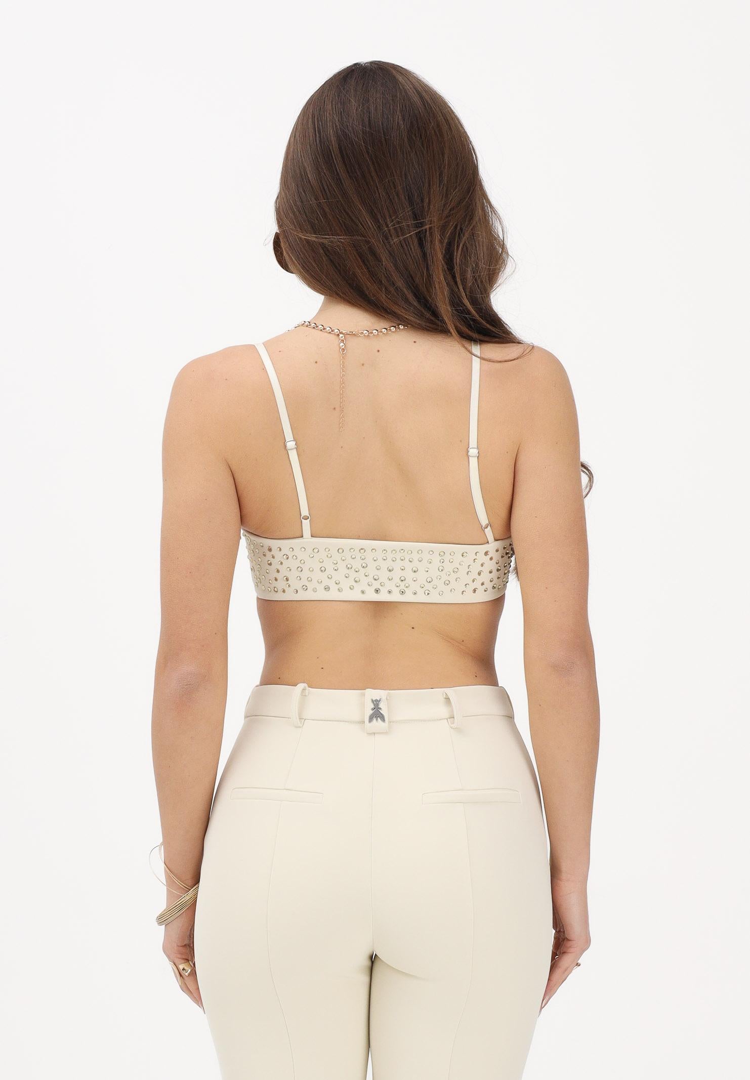 PATRIZIA PEPE Top elegante crema da donna con strass 2C1694A737 W418 PATRIZIA PEPE
