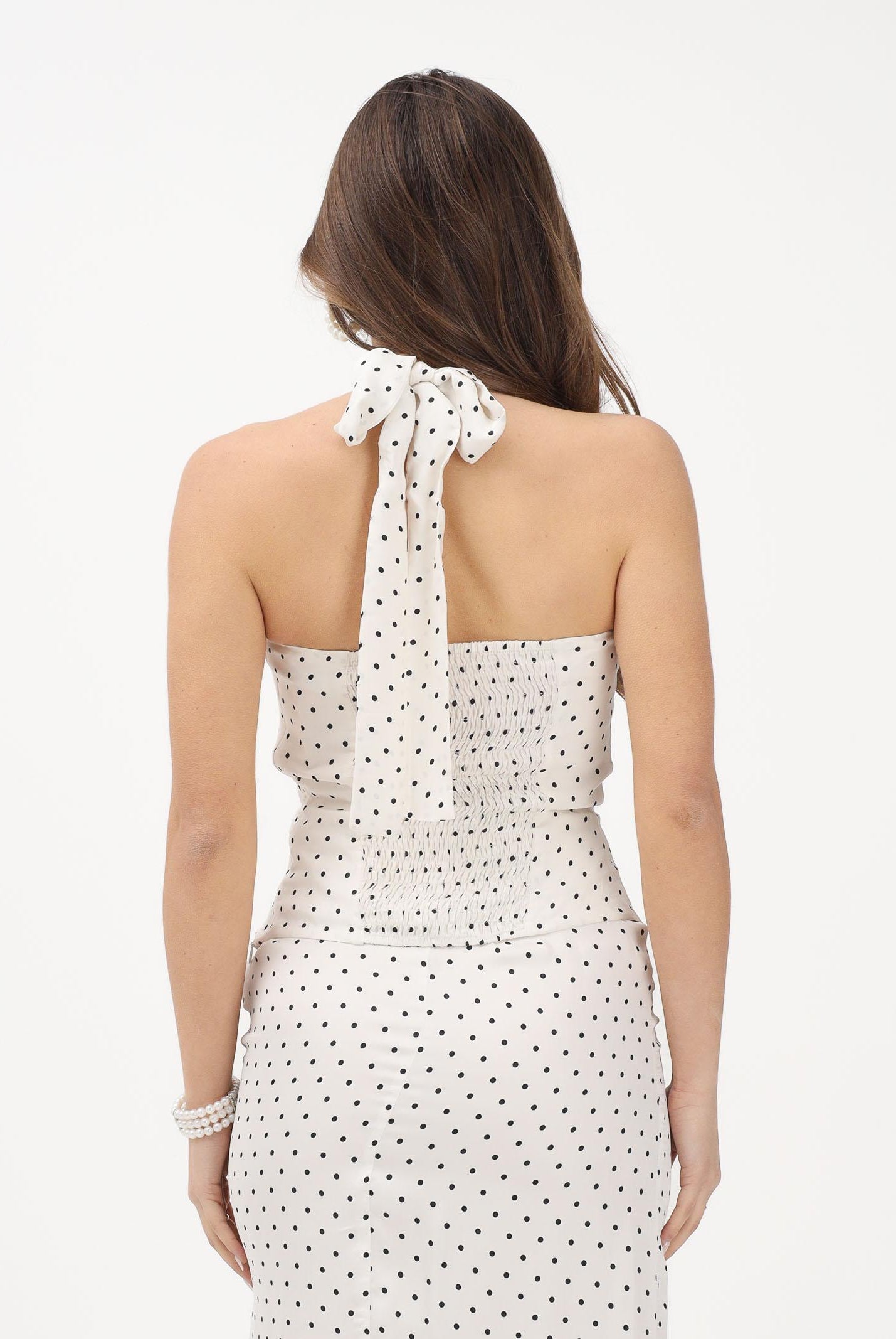 MAR DE MARGARITAS Top bianco da donna con stampa a pois MMABW01588 BI114 Mar de margaritas