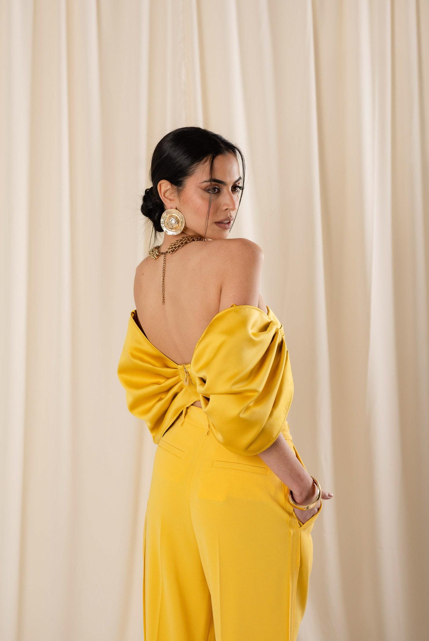 ELISABETTA FRANCHI Top elegante giallo da donna a fiocco TO05662E2 EV4 ELISABETTA FRANCHI