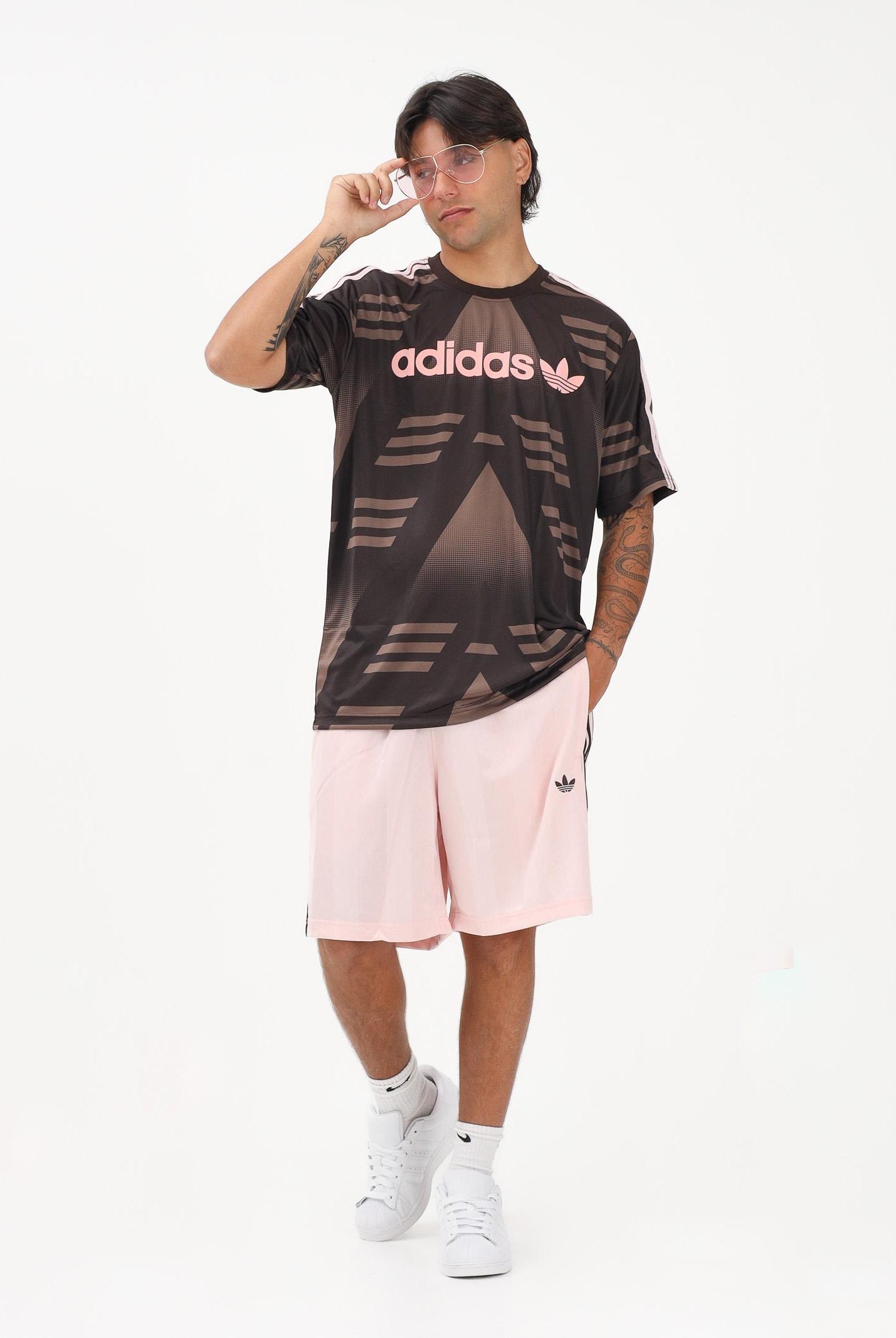 ADIDAS ORIGINALS Shorts sportivo 3 Strisce Loose Engineered rosa per uomo e donna KE3591 . ADIDAS ORIGINALS