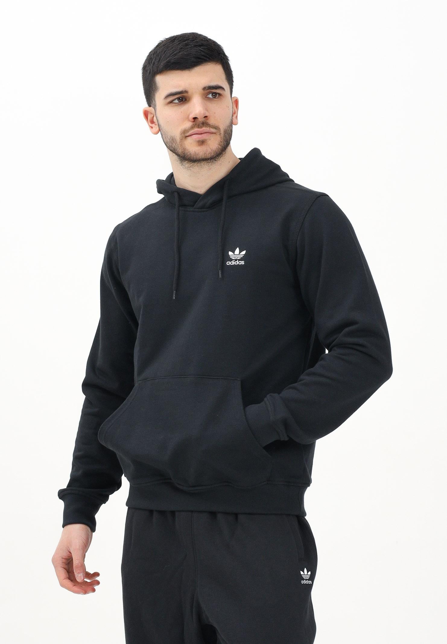 ADIDAS ORIGINALS Felpa con cappuccio Trefoil Essentials nera da uomo JD2404 . ADIDAS ORIGINALS