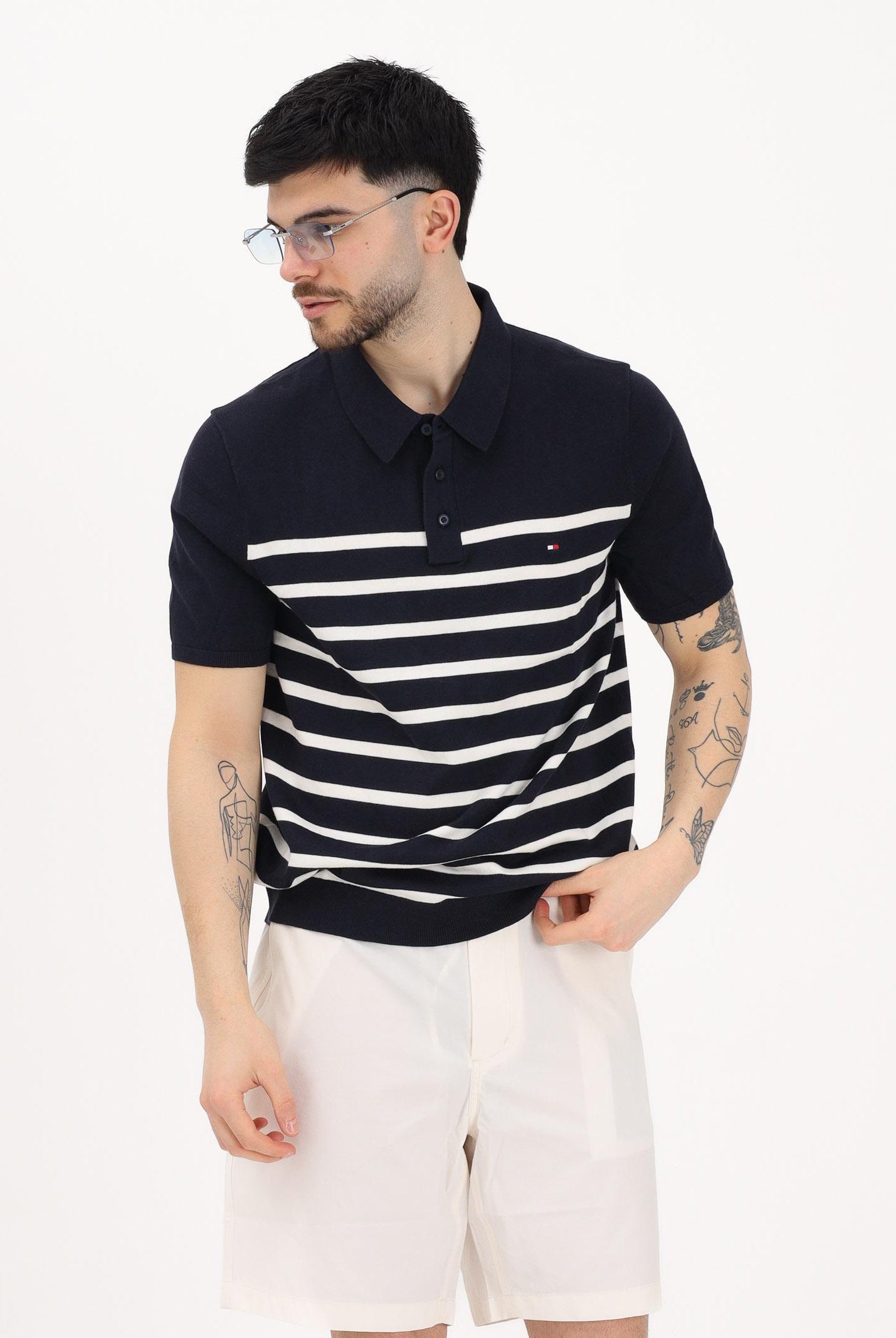 TOMMY HILFIGER Polo a manica corta blu da uomo con motivo a righe MW0MW37396 0A4 TOMMY HILFIGER