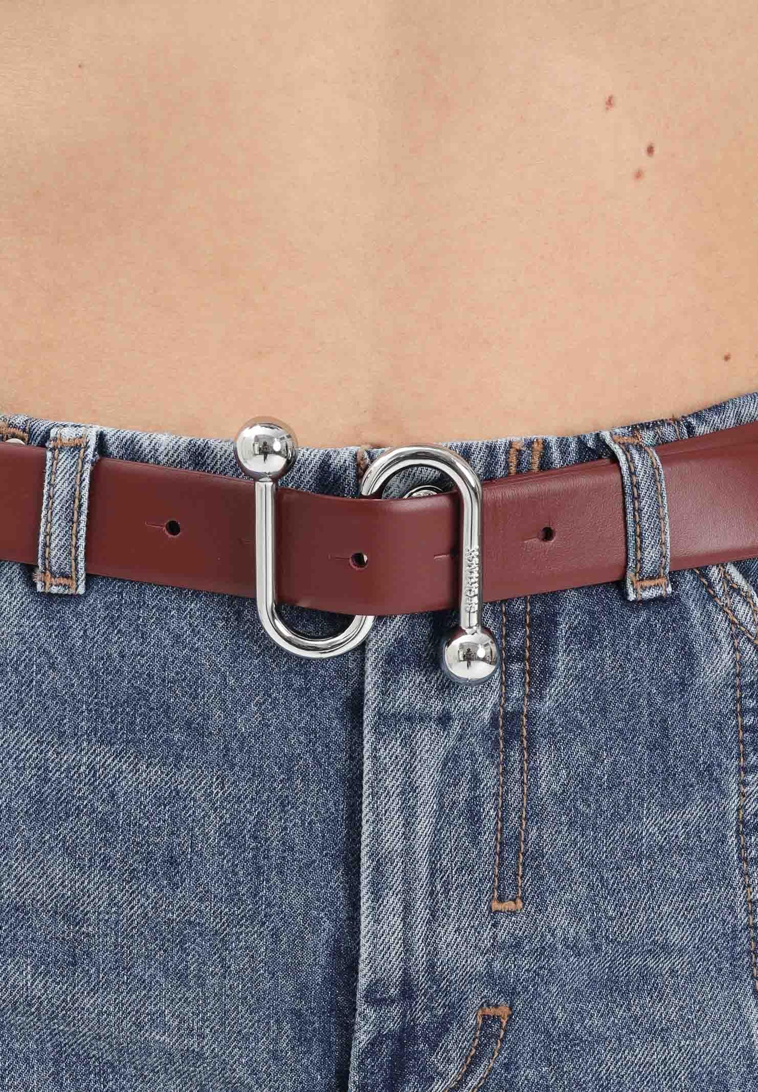 SPORTMAX Cintura bordeaux da donna in vitello liscio con fibbia a S 2612501021600 002 SPORTMAX