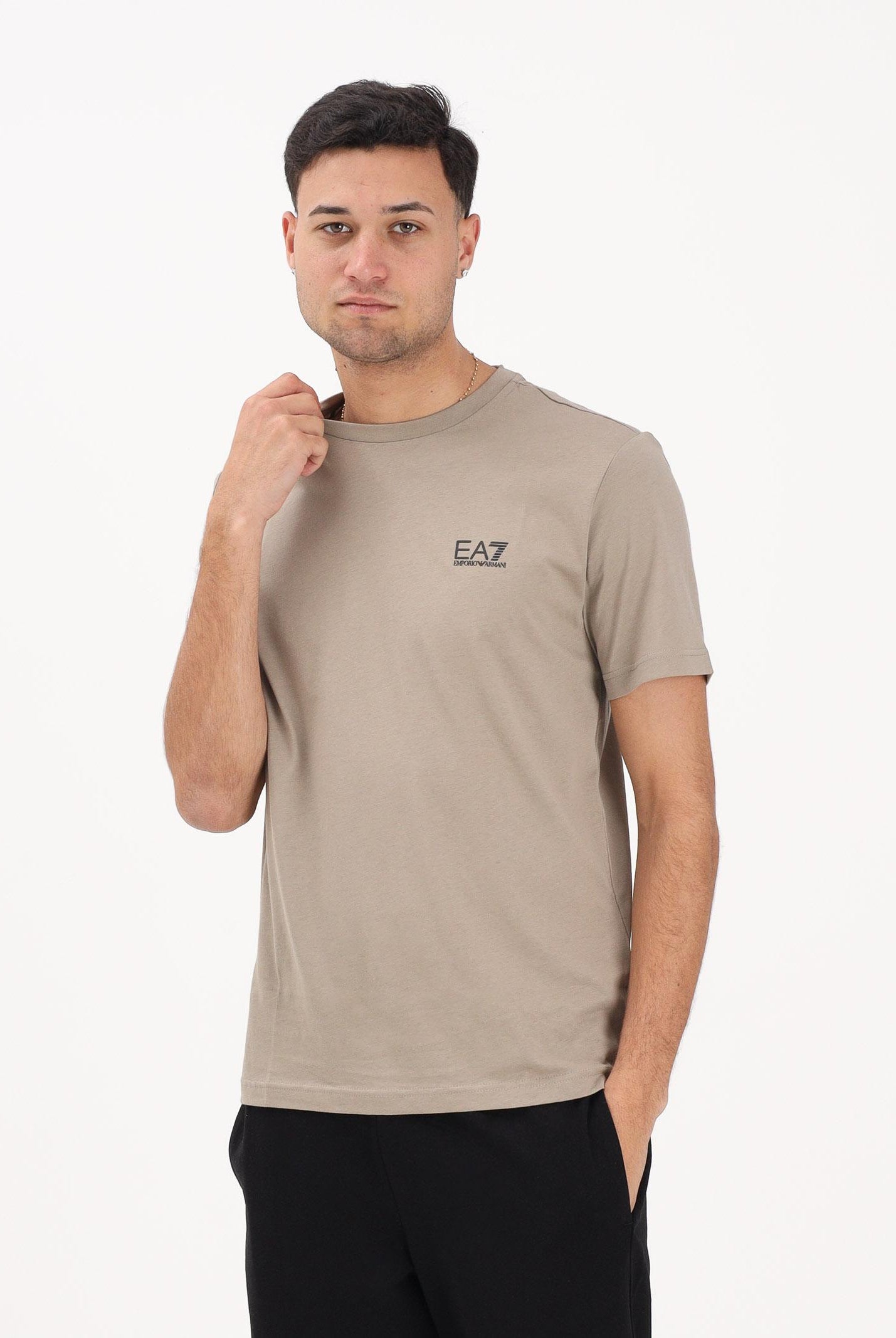 EA7 T-shirt a manica corta beige da uomo con logo 8NPT25PJVPZ U6167 EA7
