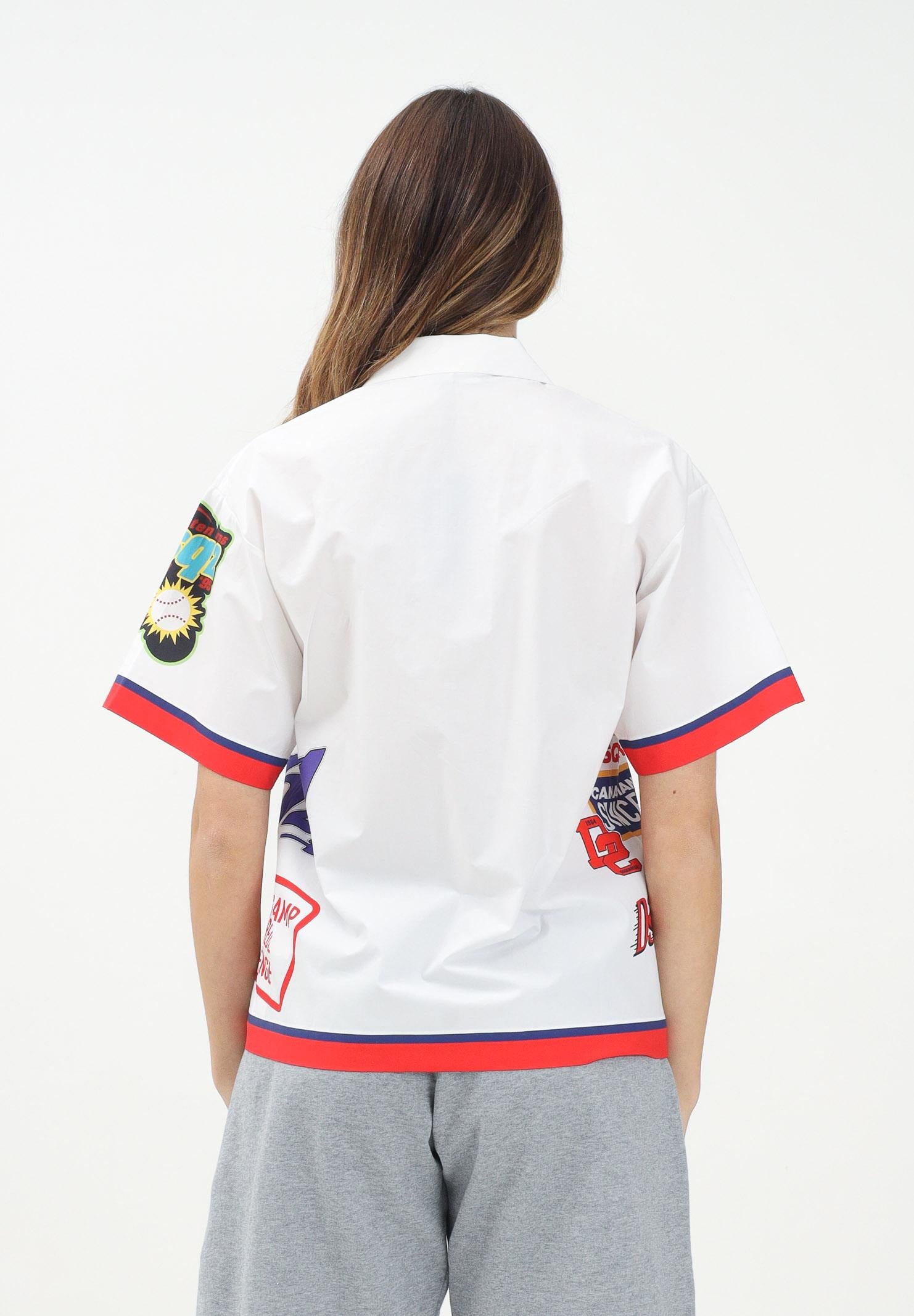 DSQUARED2 Camicia a manica corta bianca per donna, ragazzi e bambini con grafica Urban DQ2819D007D DQ100 DSQUARED2
