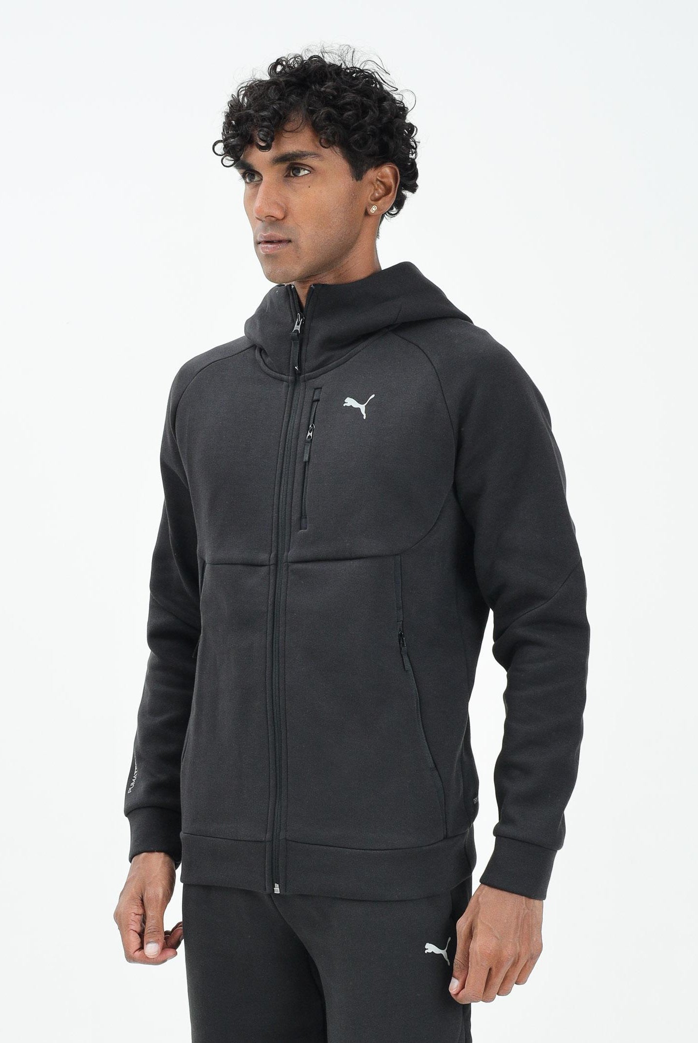 PUMA Felpa con zip PUMATECH nera da uomo 629674 01 PUMA