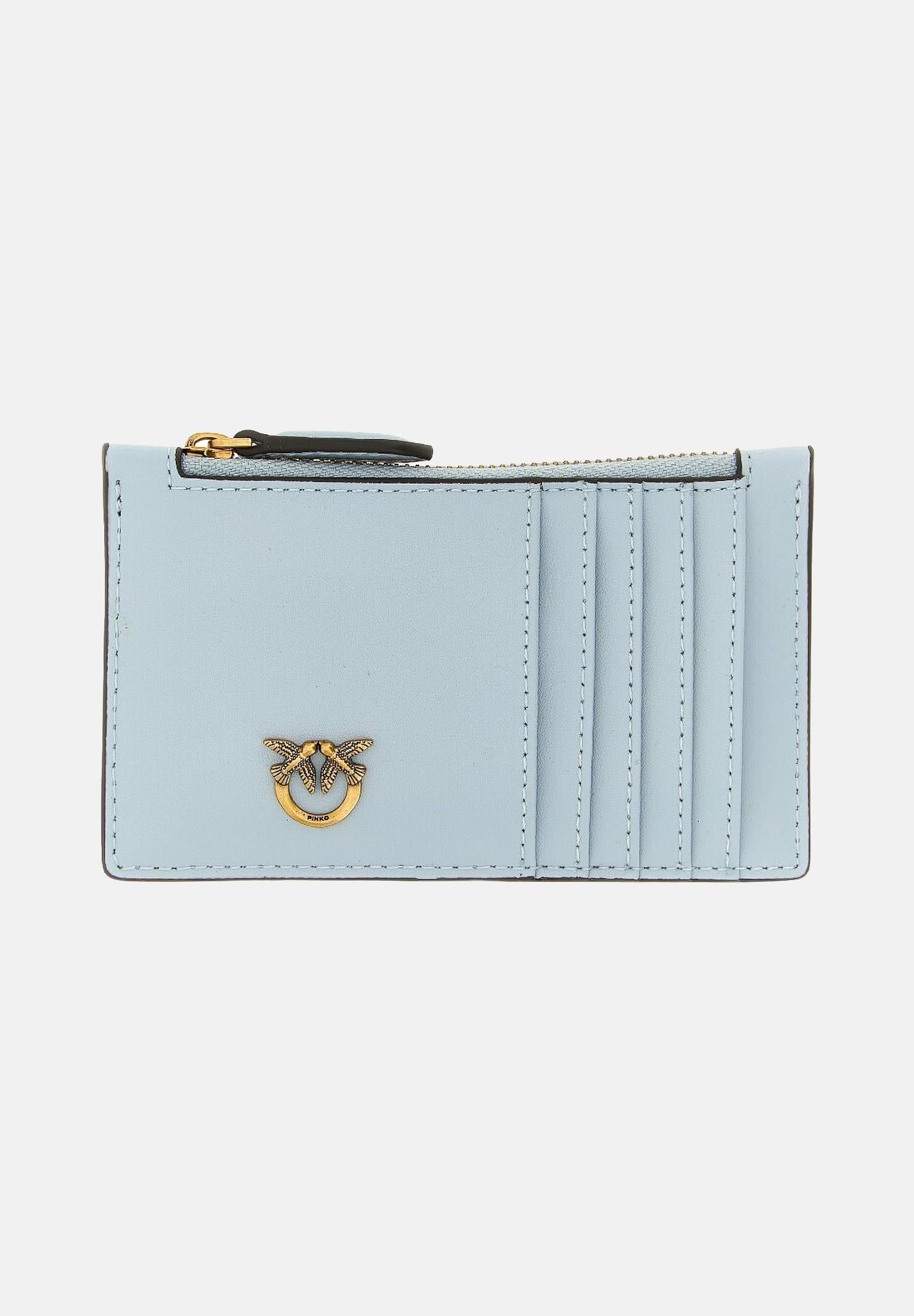 PINKO Porta carte in morbida pelle mano seta celeste da donna 100251A0F1 E37Q PINKO